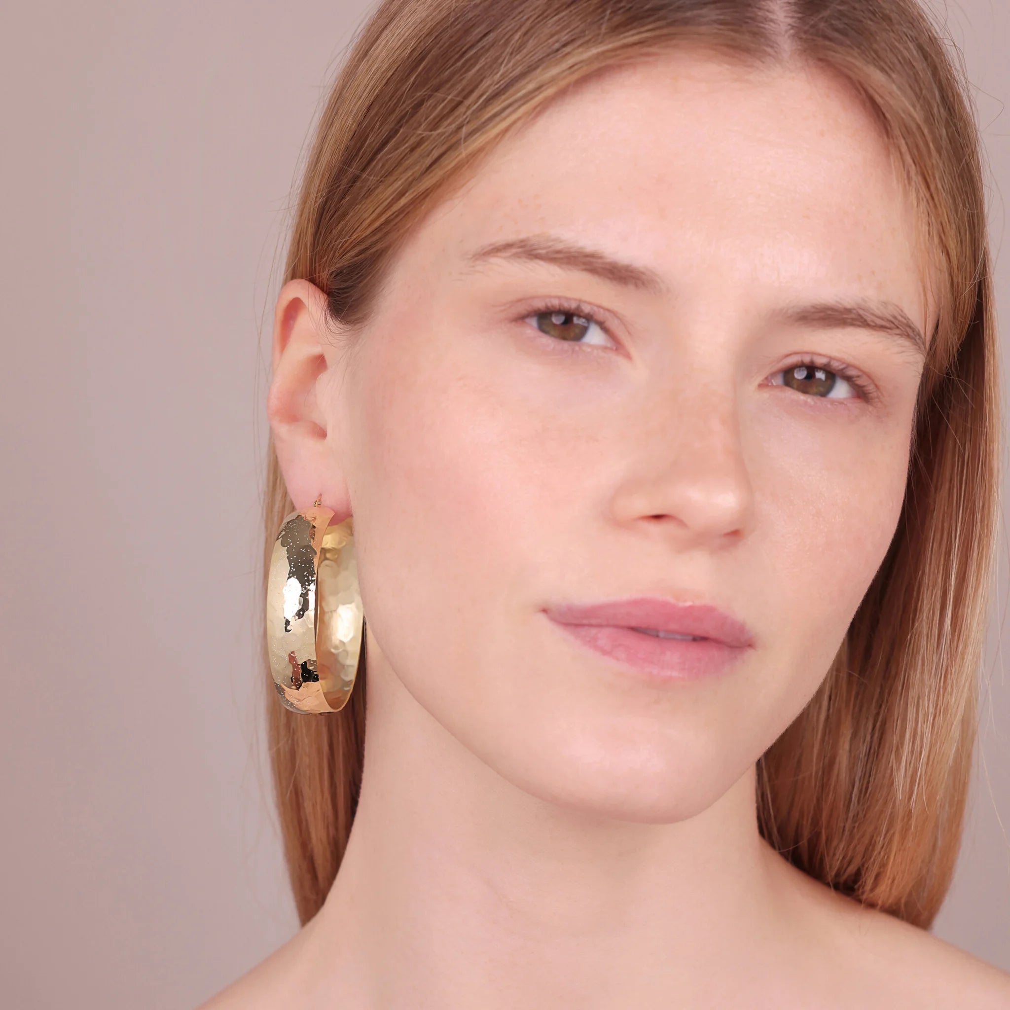 Hammered Hoop Earrings Diameter 5cm