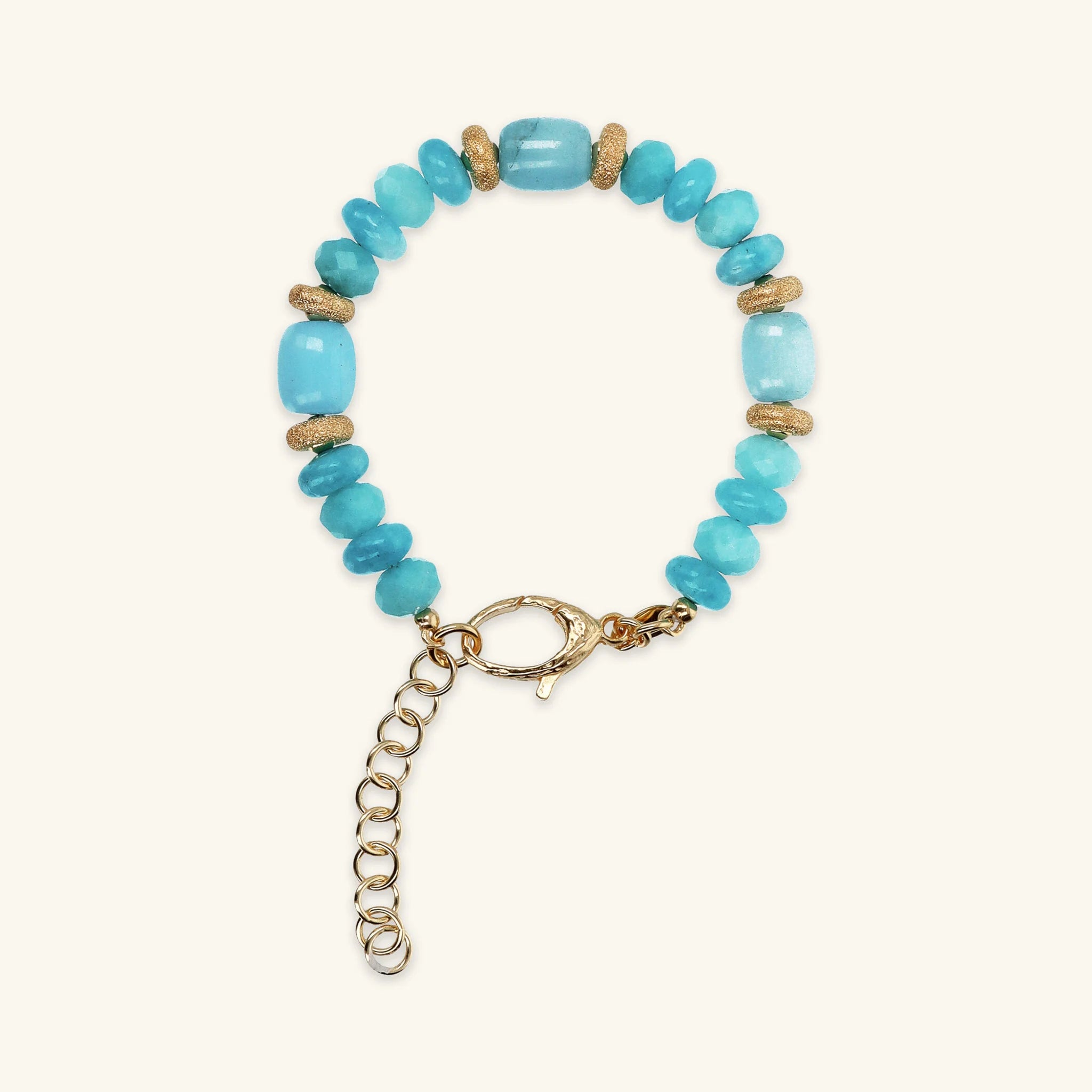 Bracciale in Argento 925 placcato Oro Giallo 18Kt con Rondelle Lavorate e Pietre Naturali Taglio Barilotto