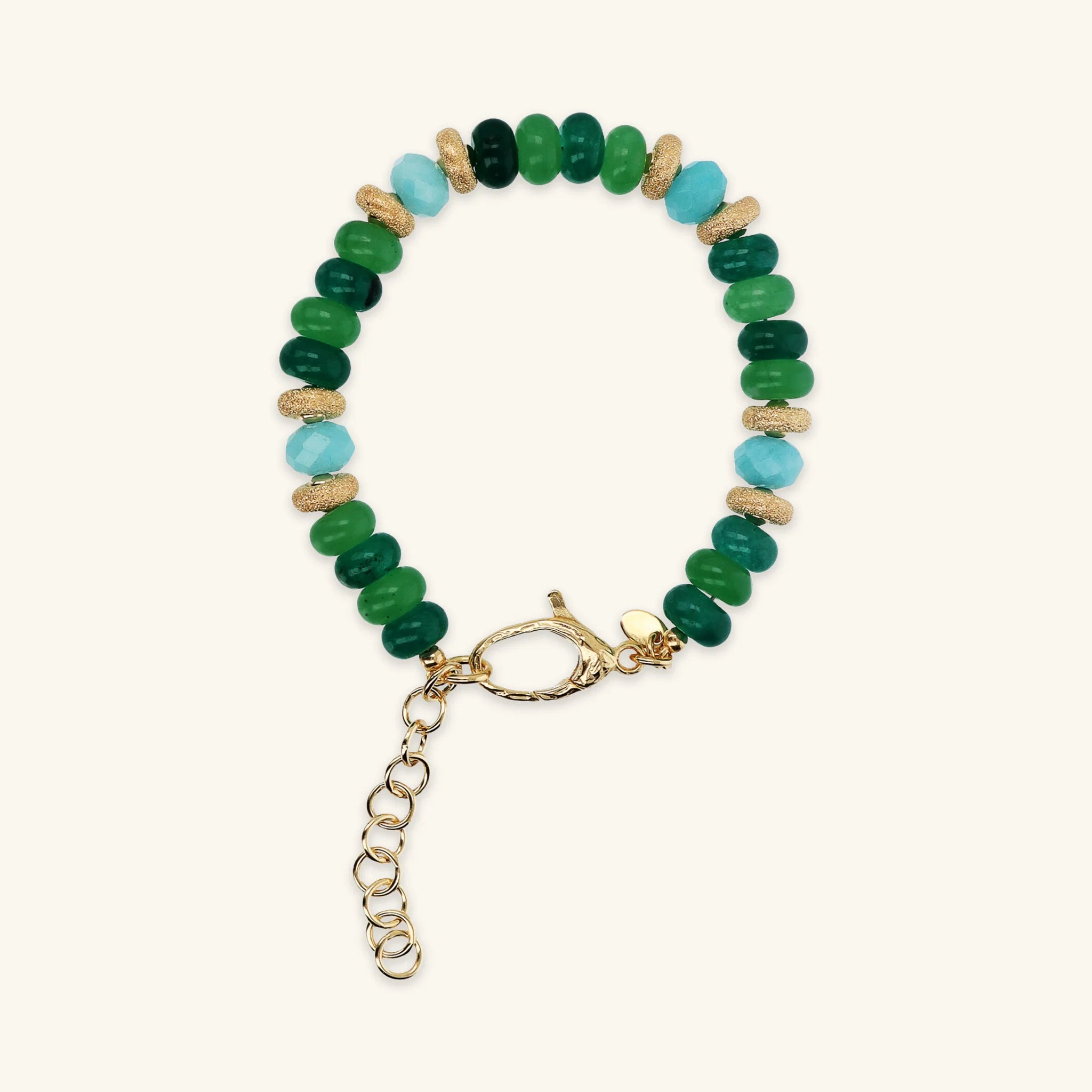 Bracciale in Argento 925 placcato Oro Giallo 18Kt con Rondelle Lavorate e Pietre Naturali
