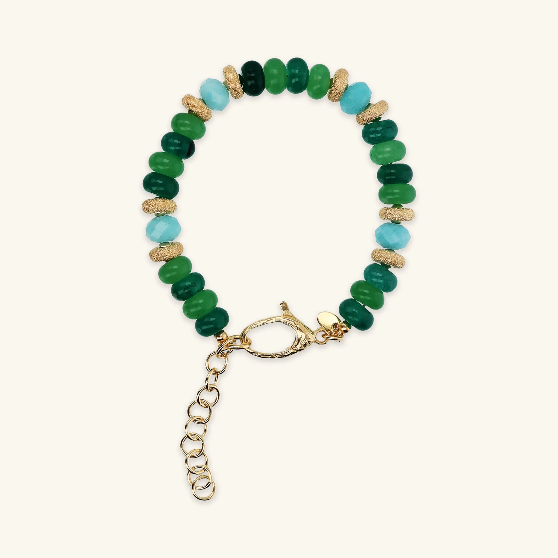 Bracciale in Argento 925 placcato Oro Giallo 18Kt con Rondelle Lavorate e Pietre Naturali