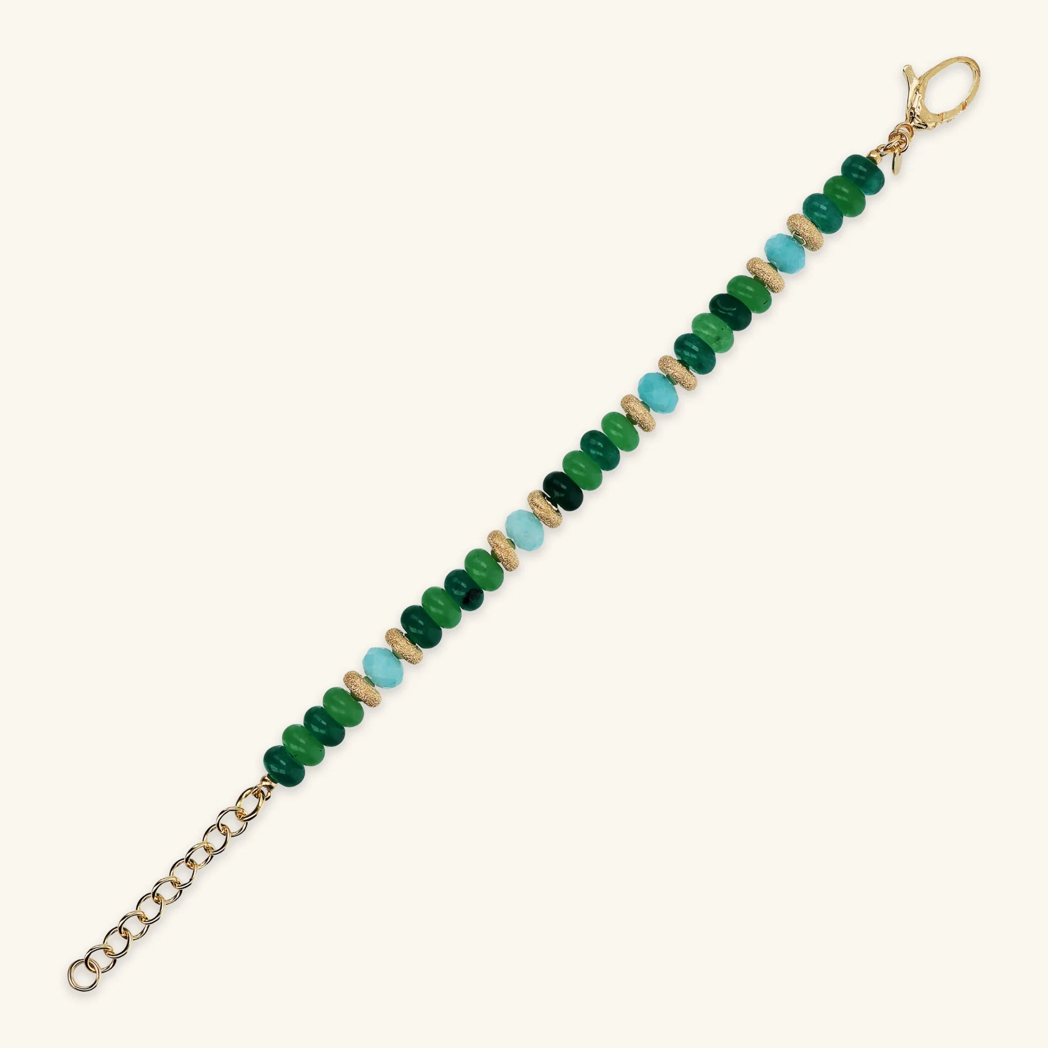 Bracciale in Argento 925 placcato Oro Giallo 18Kt con Rondelle Lavorate e Pietre Naturali