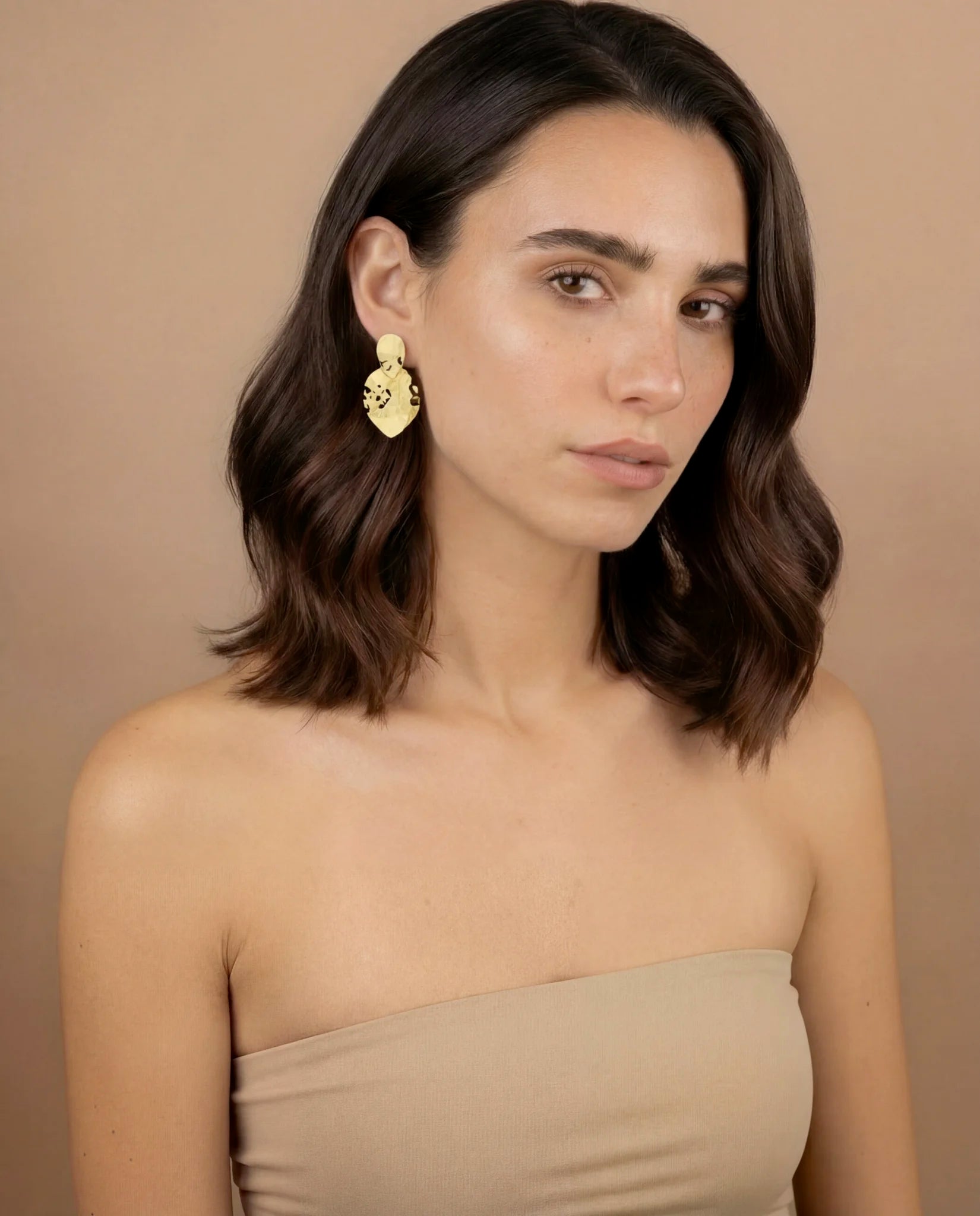 Boucles d'oreilles pendantes goutte martelées