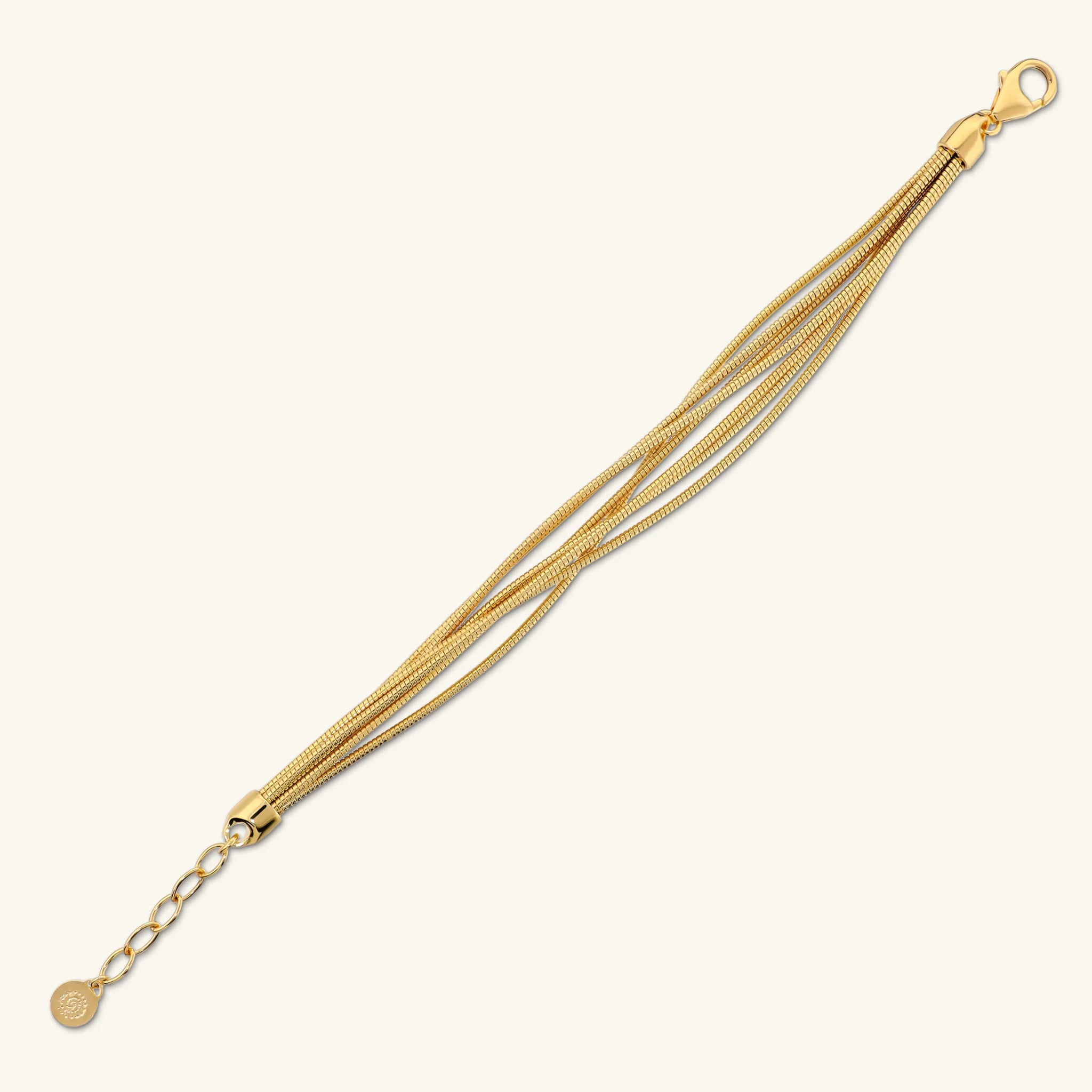 Mehrstrang-Armband mit Omega-Tubogas-Geflecht, 18-karätig vergoldet