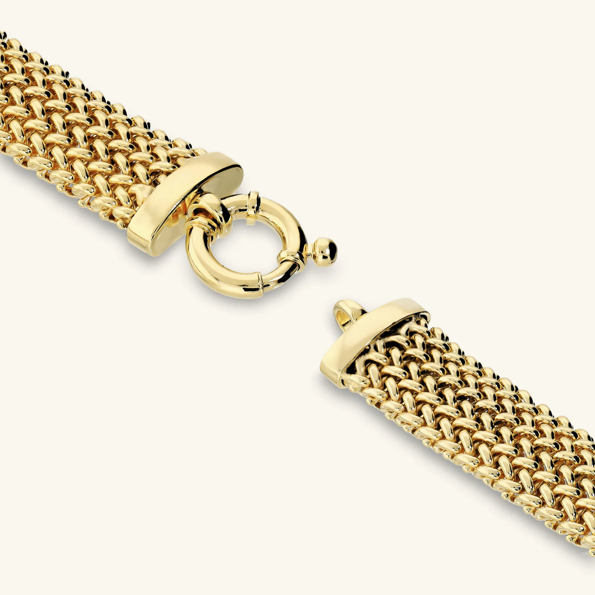 Collana Girocollo Maglia Grana di Riso Bombata Placcata Oro 18Kt