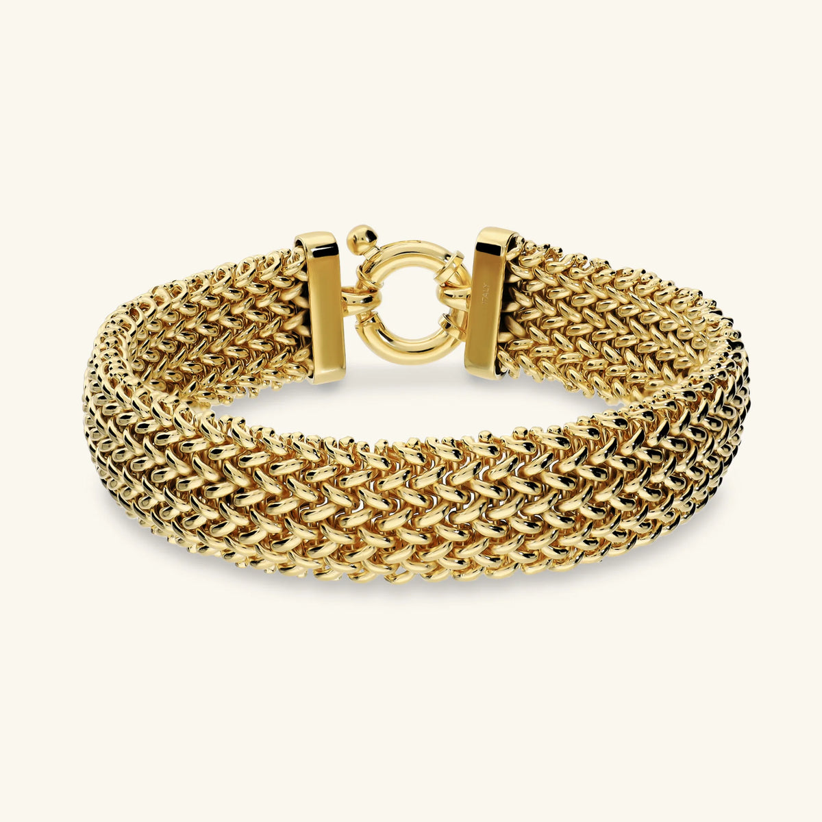 Bracciale Maglia Grana di Riso Bombata Placcato Oro 18Kt