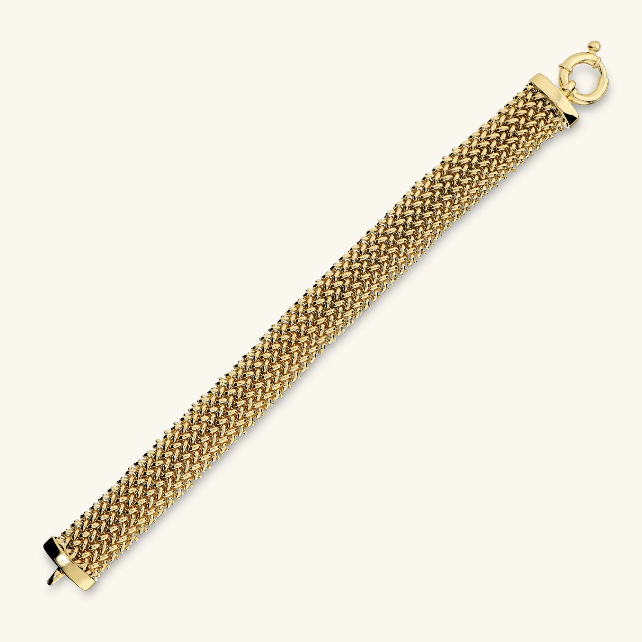 Bracciale Maglia Grana di Riso Bombata Placcato Oro 18Kt