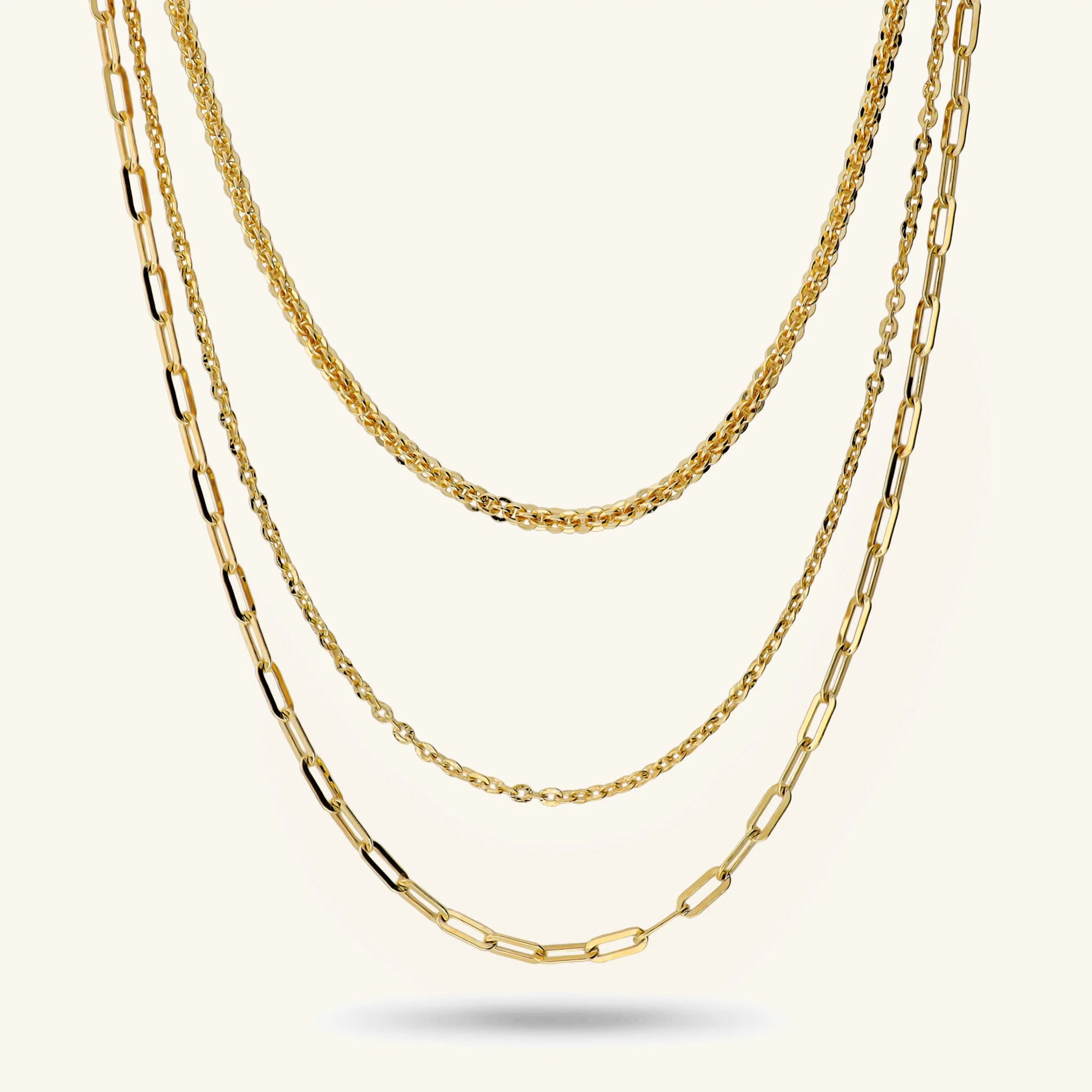 Collana Multifilo Graduata con Catena Cristallina, Forzatina e Maglie Allungate