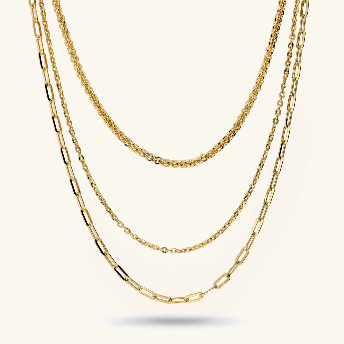 Collana Multifilo Graduata con Catena Cristallina, Forzatina e Maglie Allungate