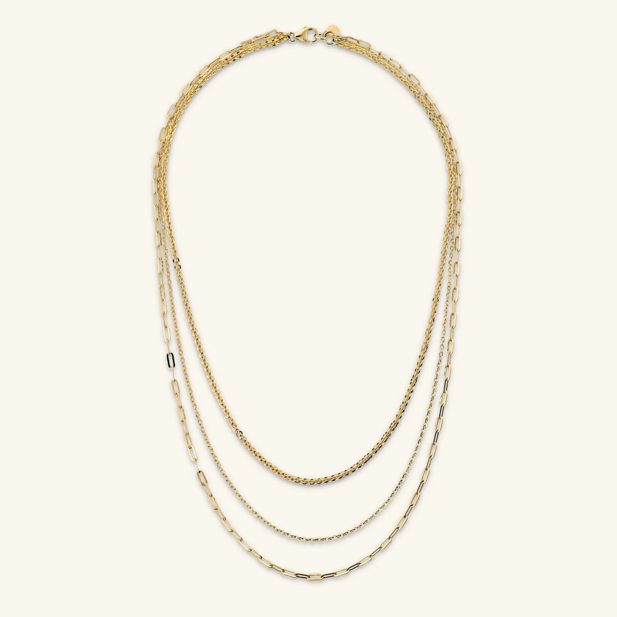 Collana Multifilo Graduata con Catena Cristallina, Forzatina e Maglie Allungate
