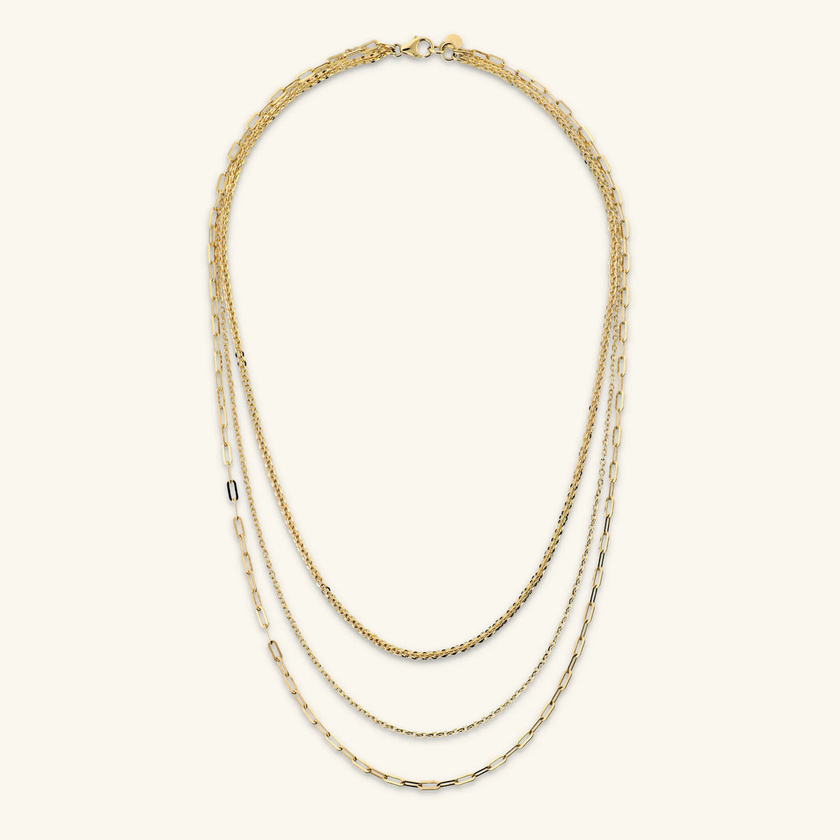 Collana Multifilo Graduata con Catena Cristallina, Forzatina e Maglie Allungate