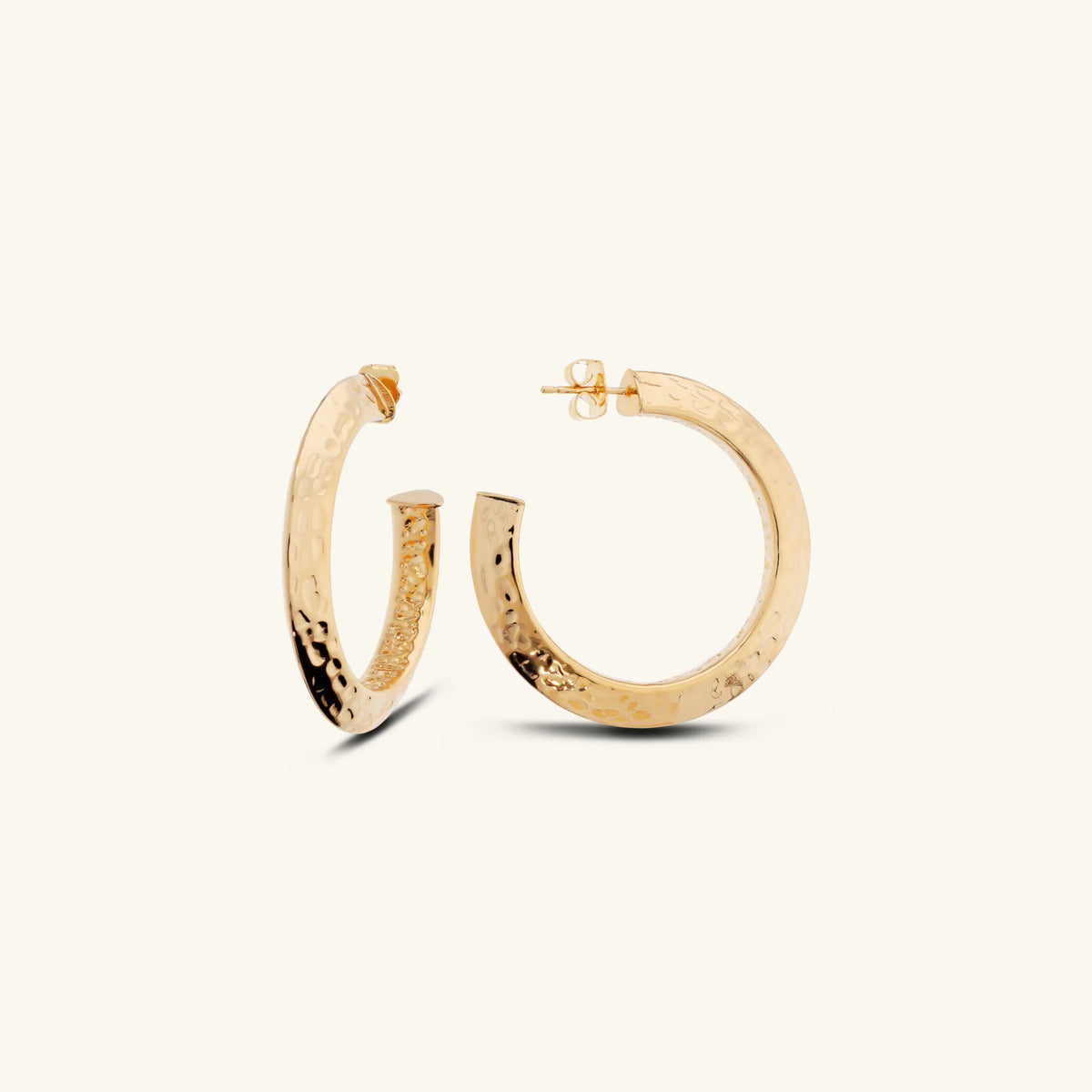Small Hammered Hoop Earrings with Triangular Section