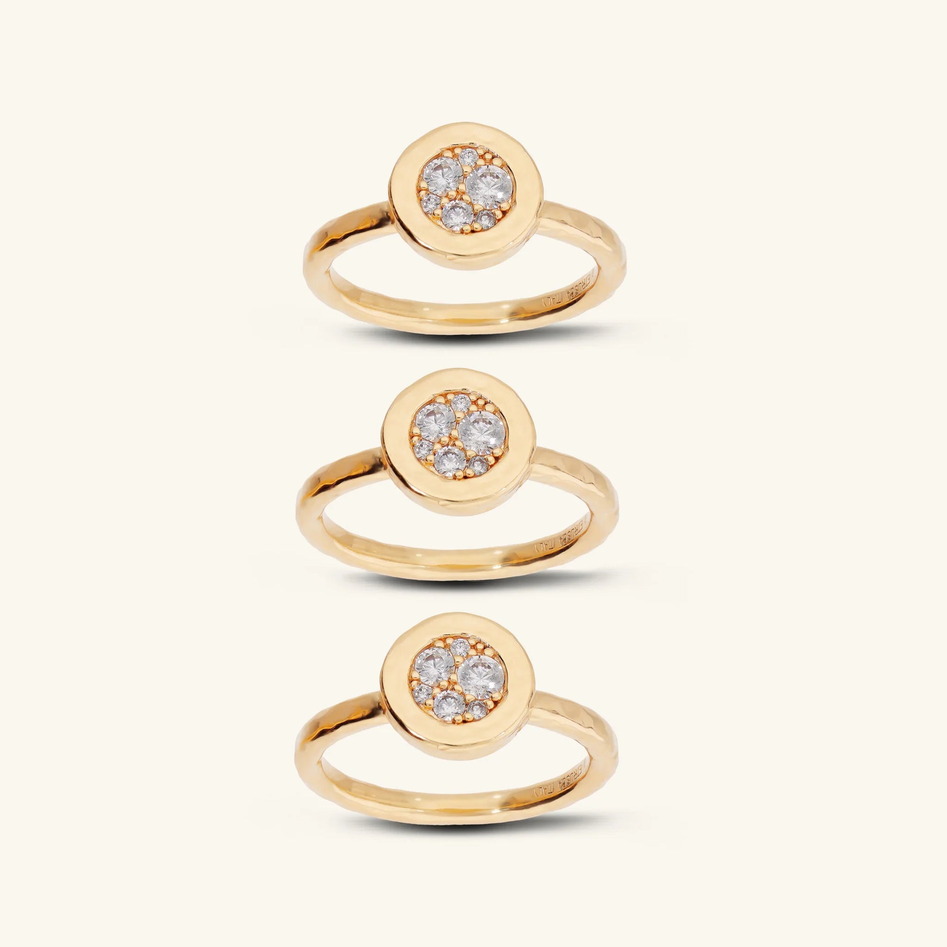 Cocktailring-Set Eclissi vergoldet mit Cubic-Zirkonia-Pavé