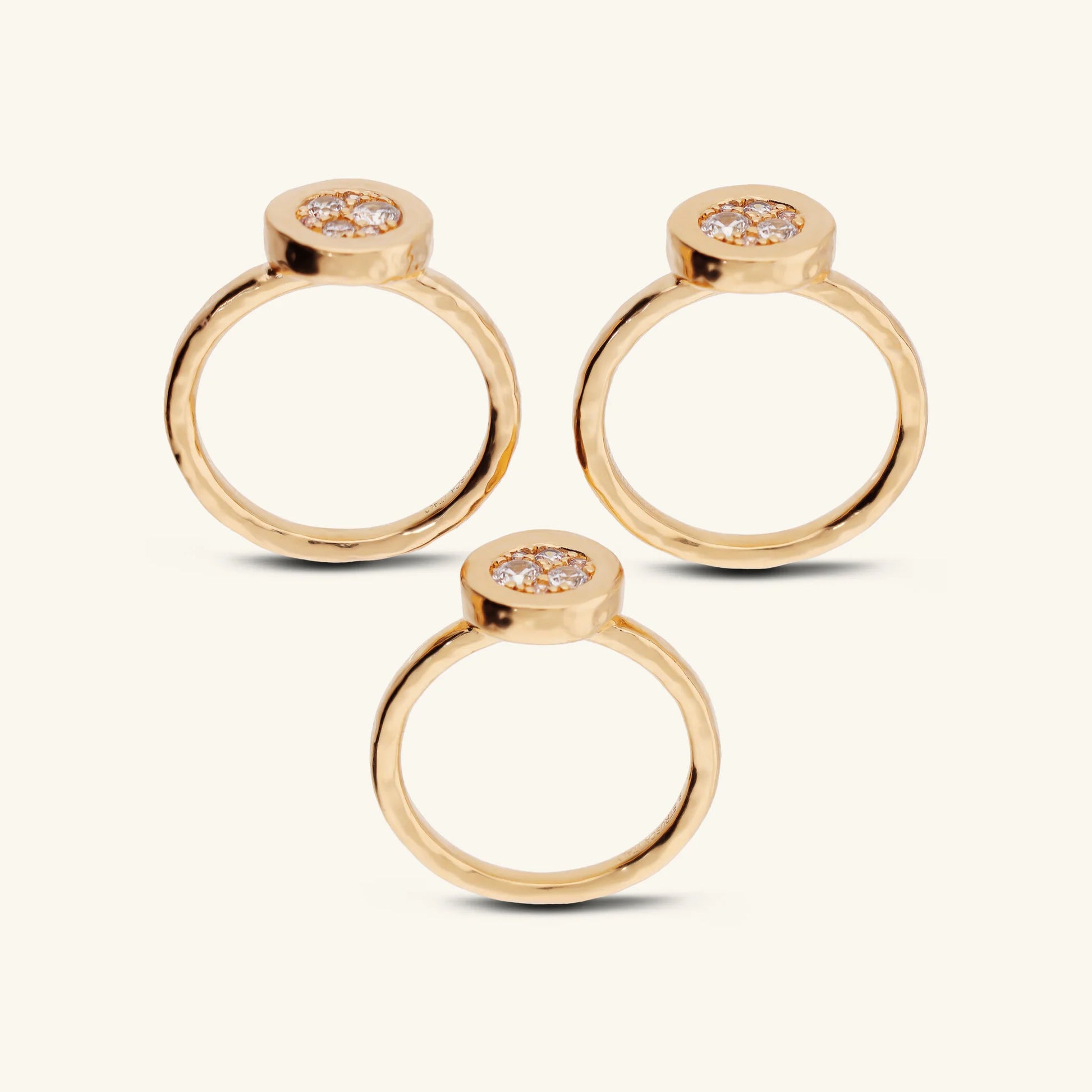 Cocktailring-Set Eclissi vergoldet mit Cubic-Zirkonia-Pavé