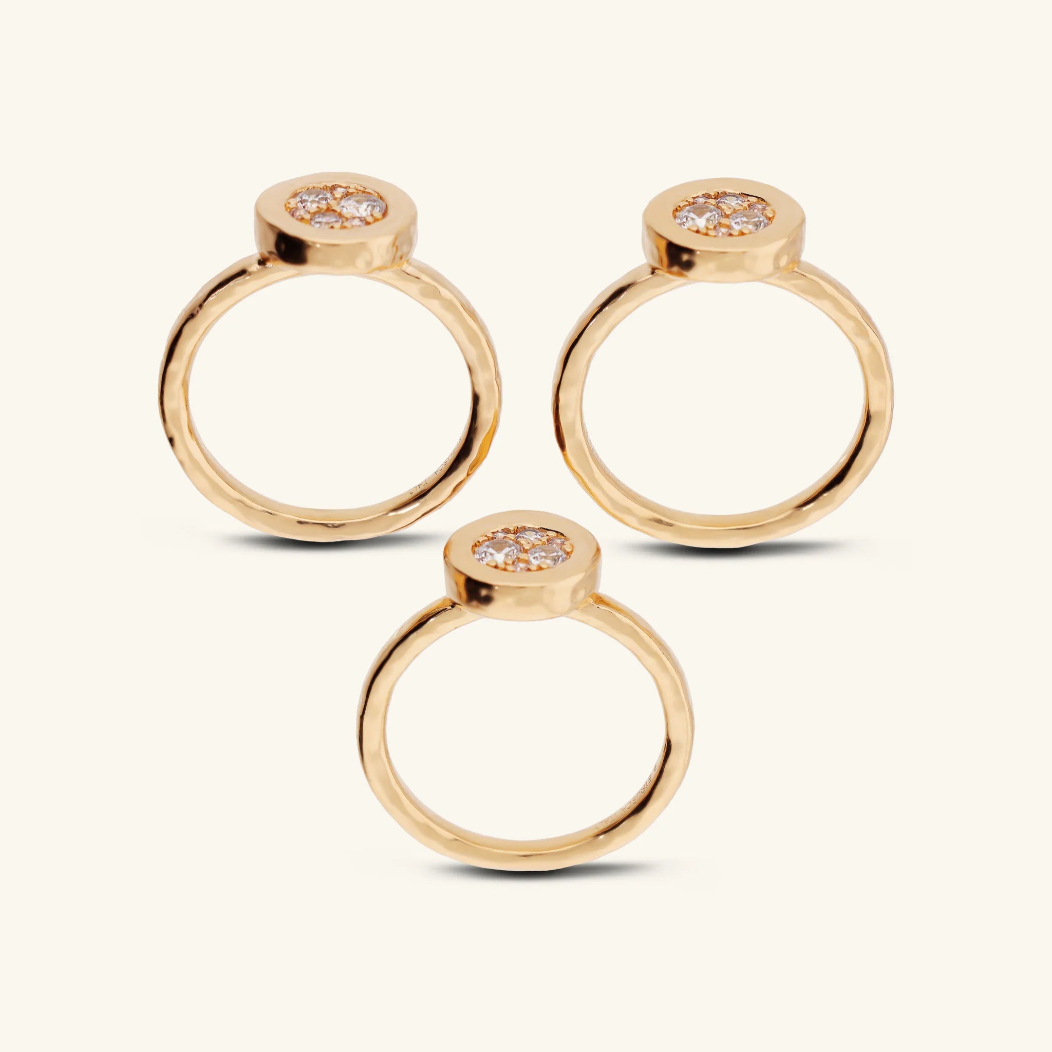 Set bagues cocktail Eclissi doré avec pavé de zirconium cubique