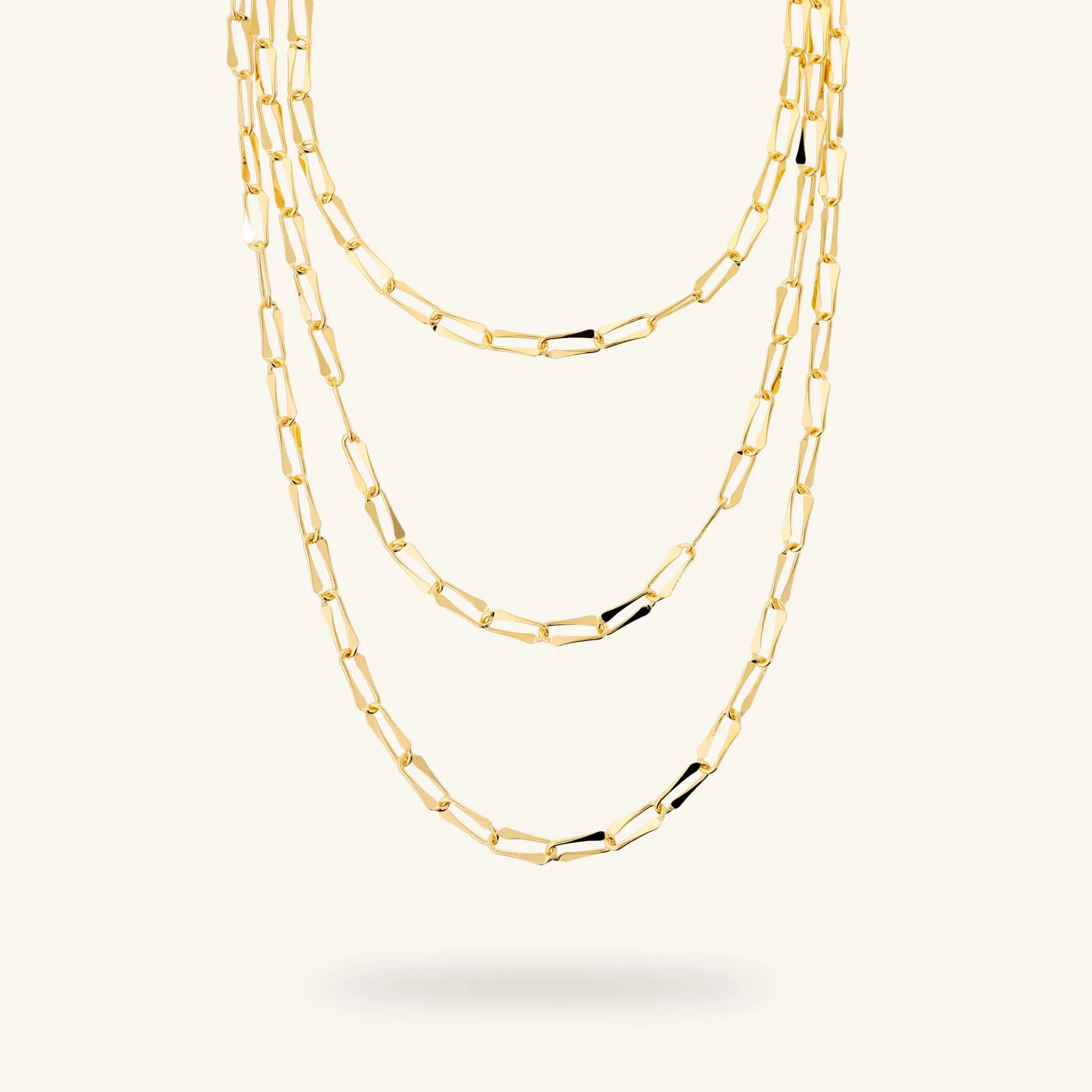 Graduated Multistrand Necklace with Squared Rectangular Links