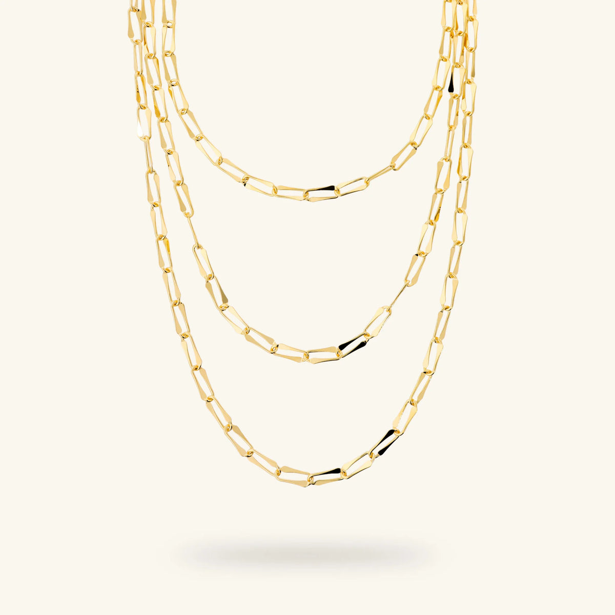Graduated Multistrand Necklace with Squared Rectangular Links