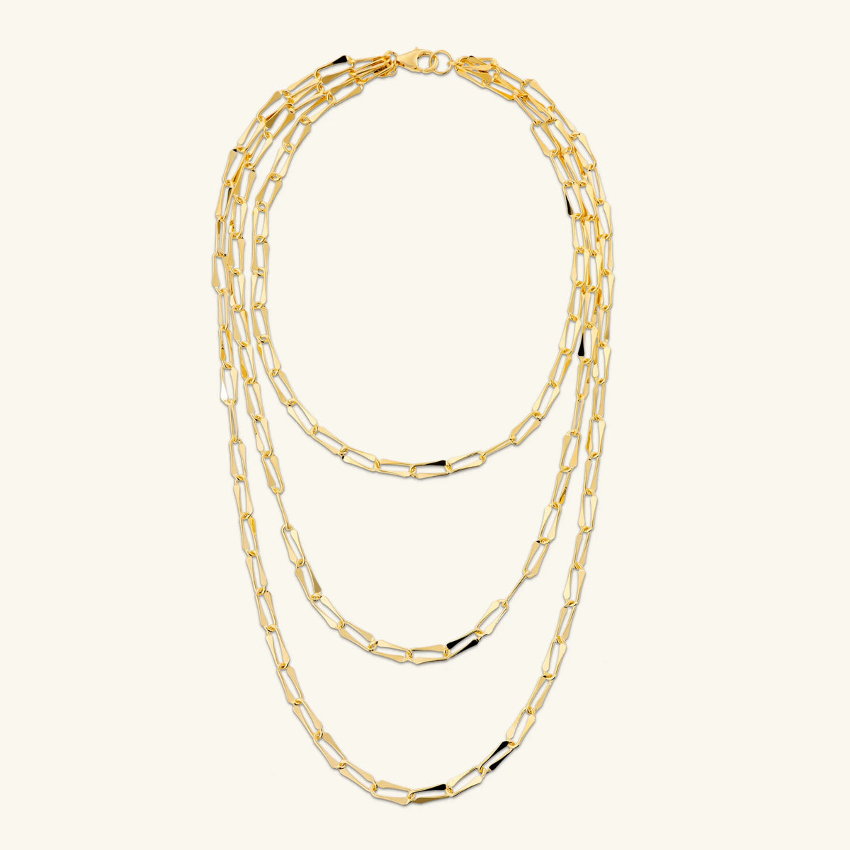 Graduated Multistrand Necklace with Squared Rectangular Links