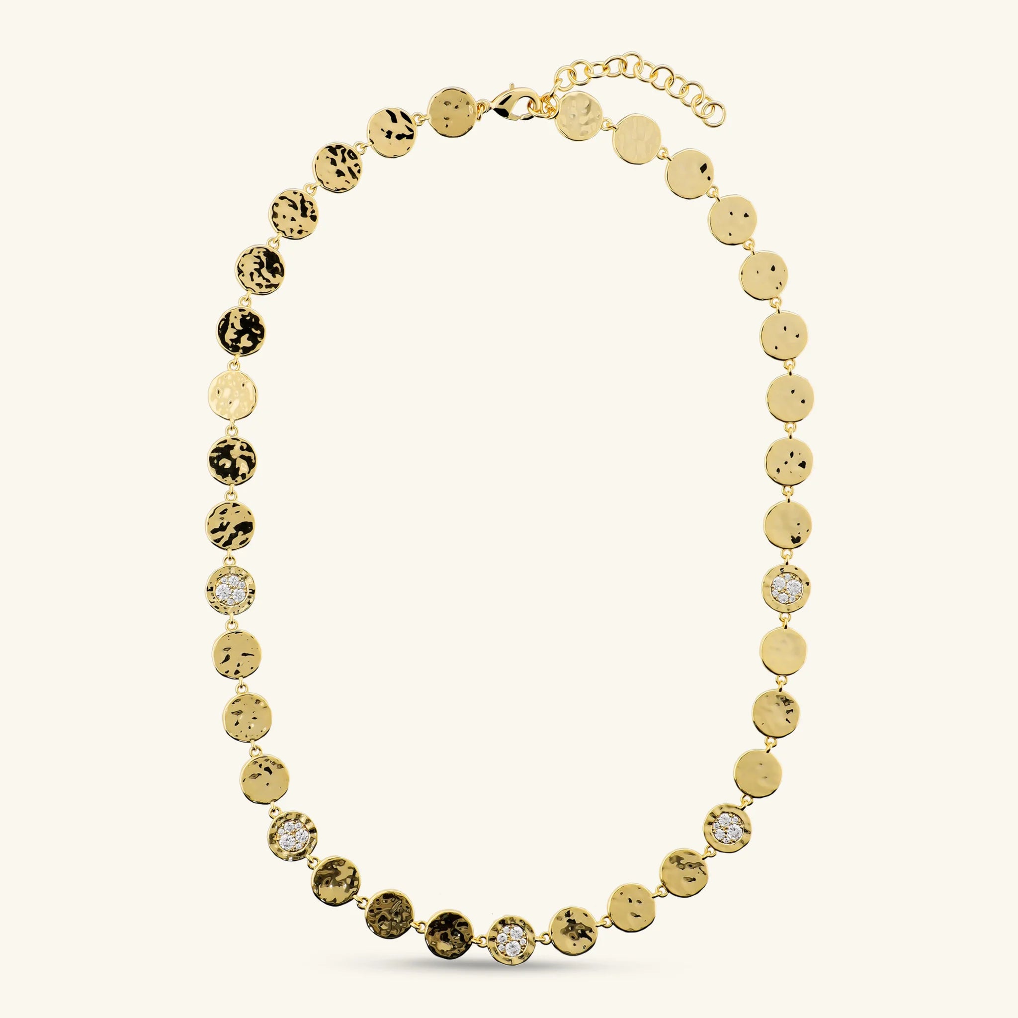 Goldene Eklipse-Halskette mit Cubic-Zirconia-Pavé