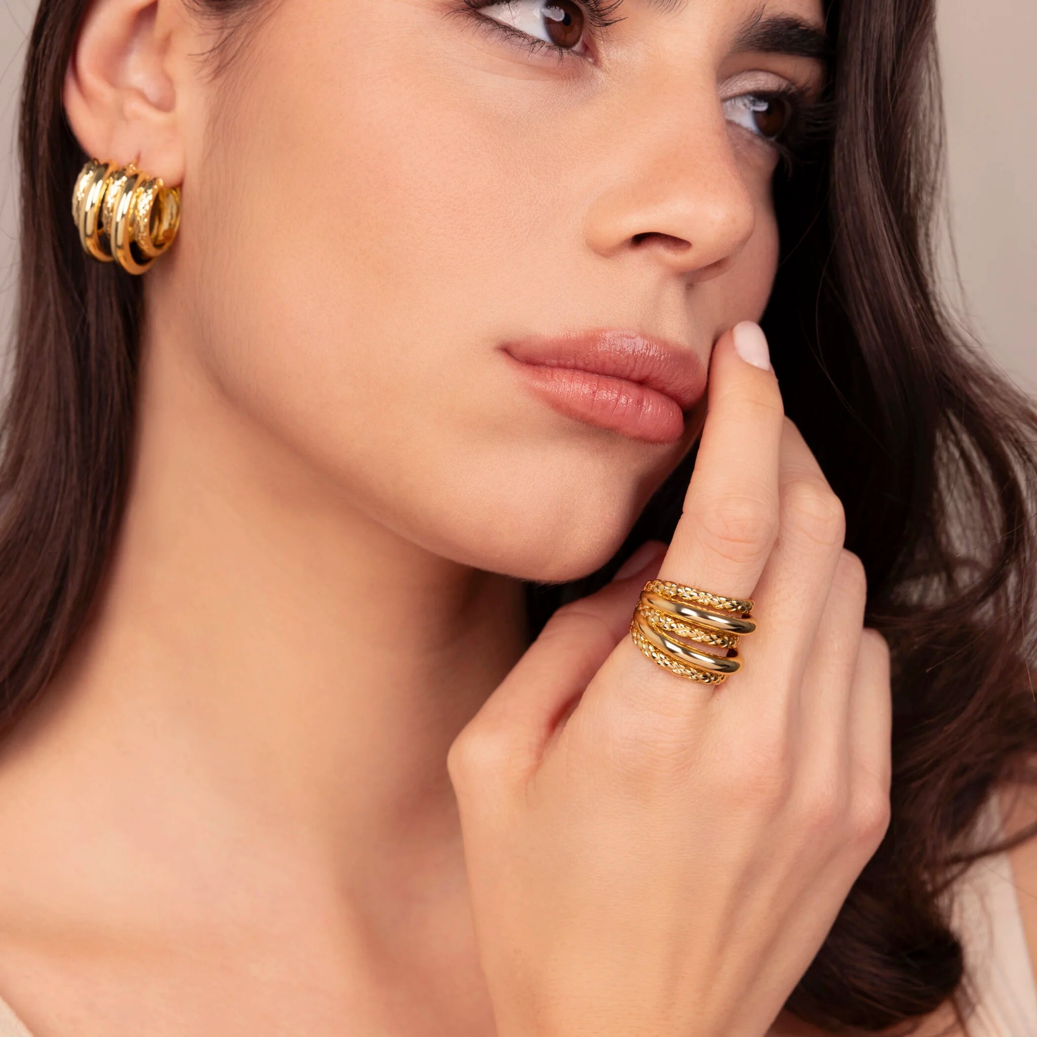 Bague multifils martelée