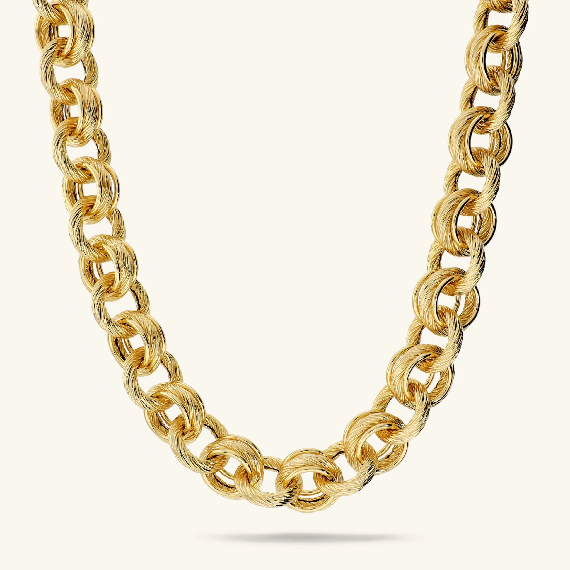 Collier maille anneaux travaillée