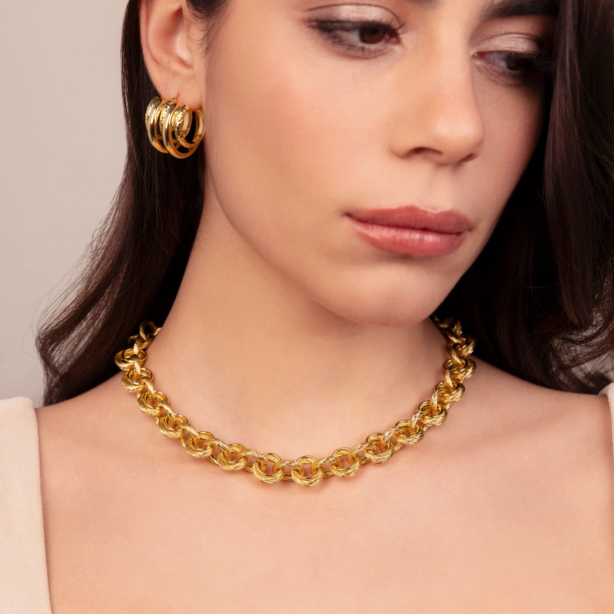 Worked Ring Chain Necklace