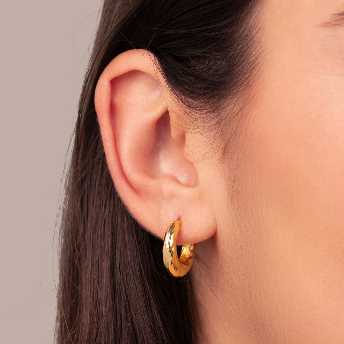 Hammered Finish Hoop Earrings 1.8cm