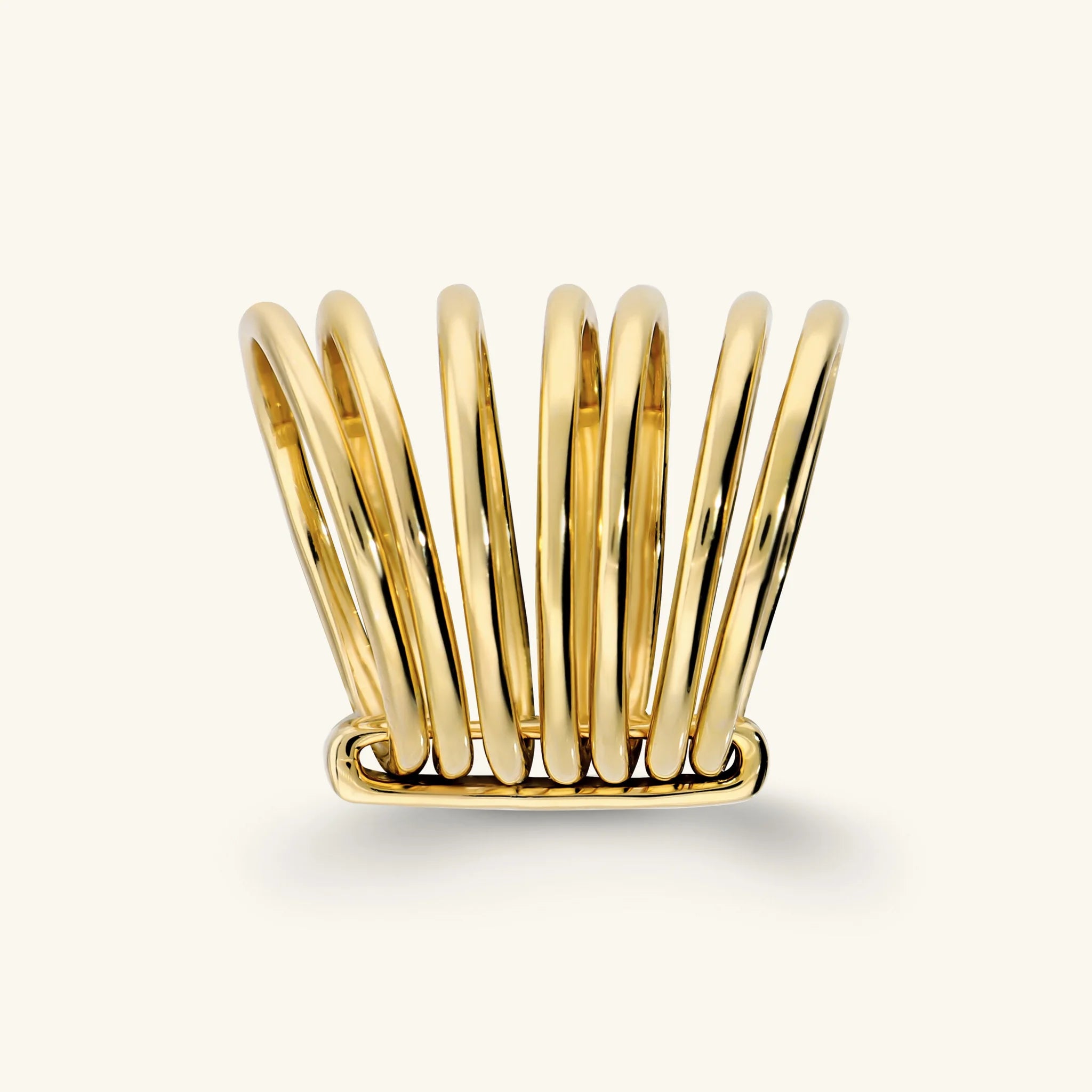 Polished Multistrand Ring with Hammered Bar