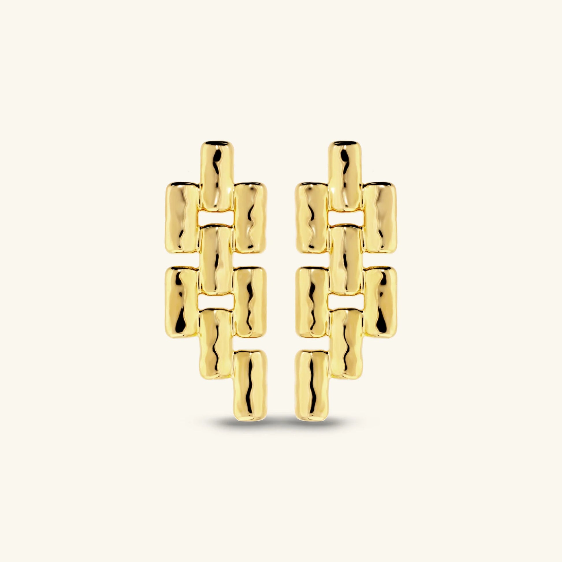 Hammered Panther Chain Earrings