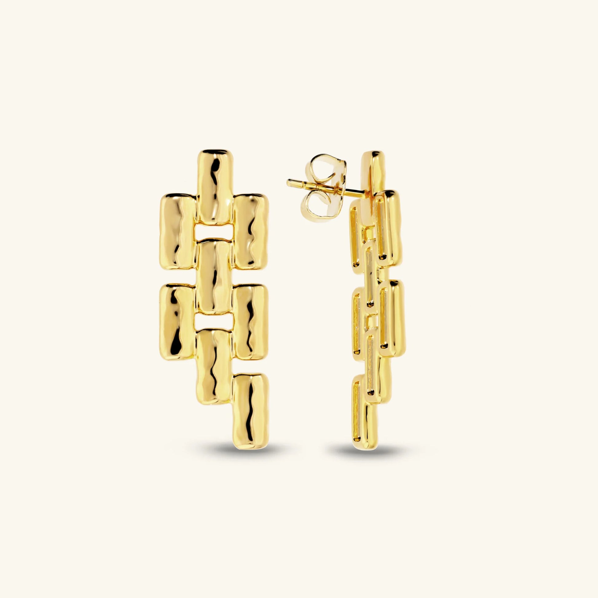 Hammered Panther Chain Earrings