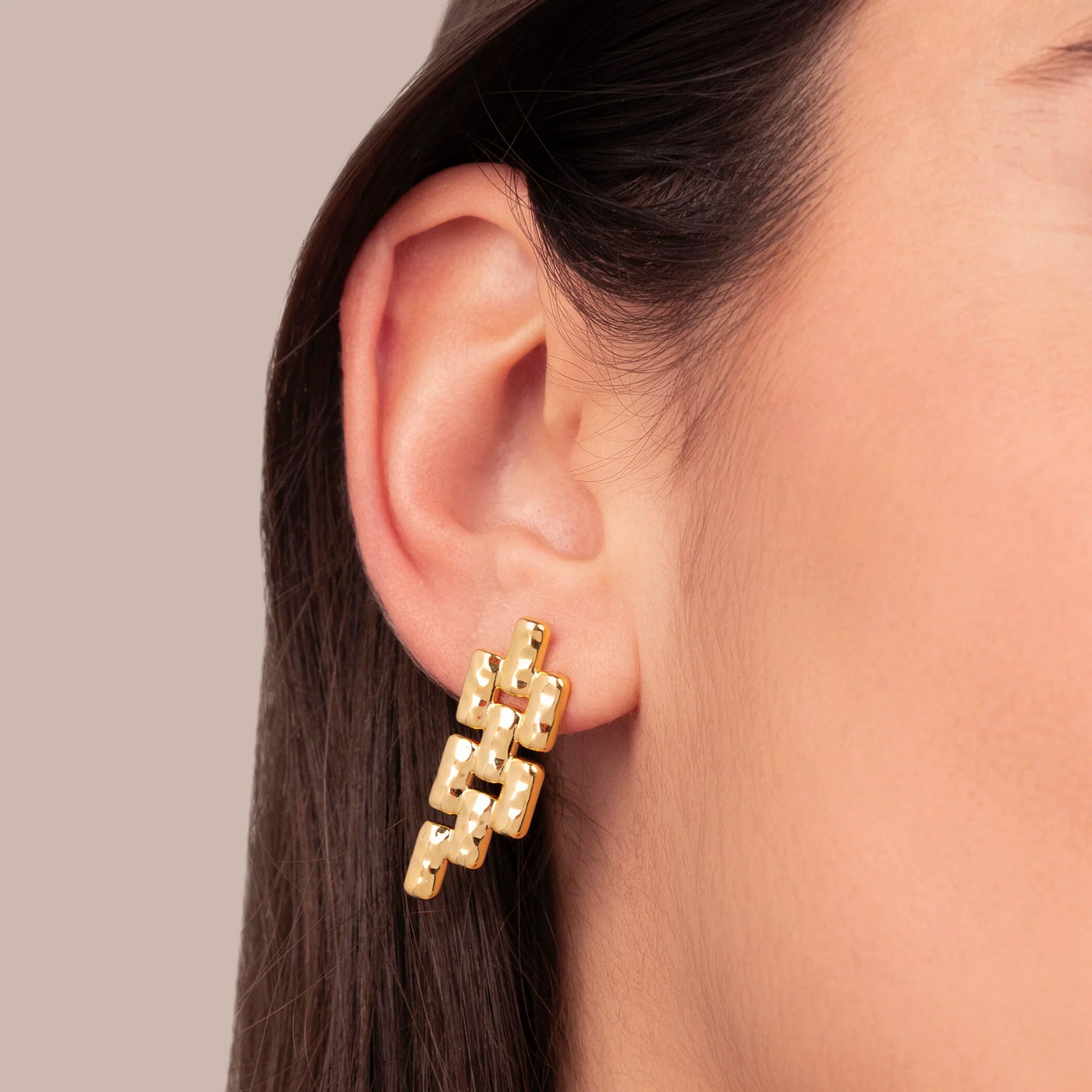 Hammered Panther Chain Earrings