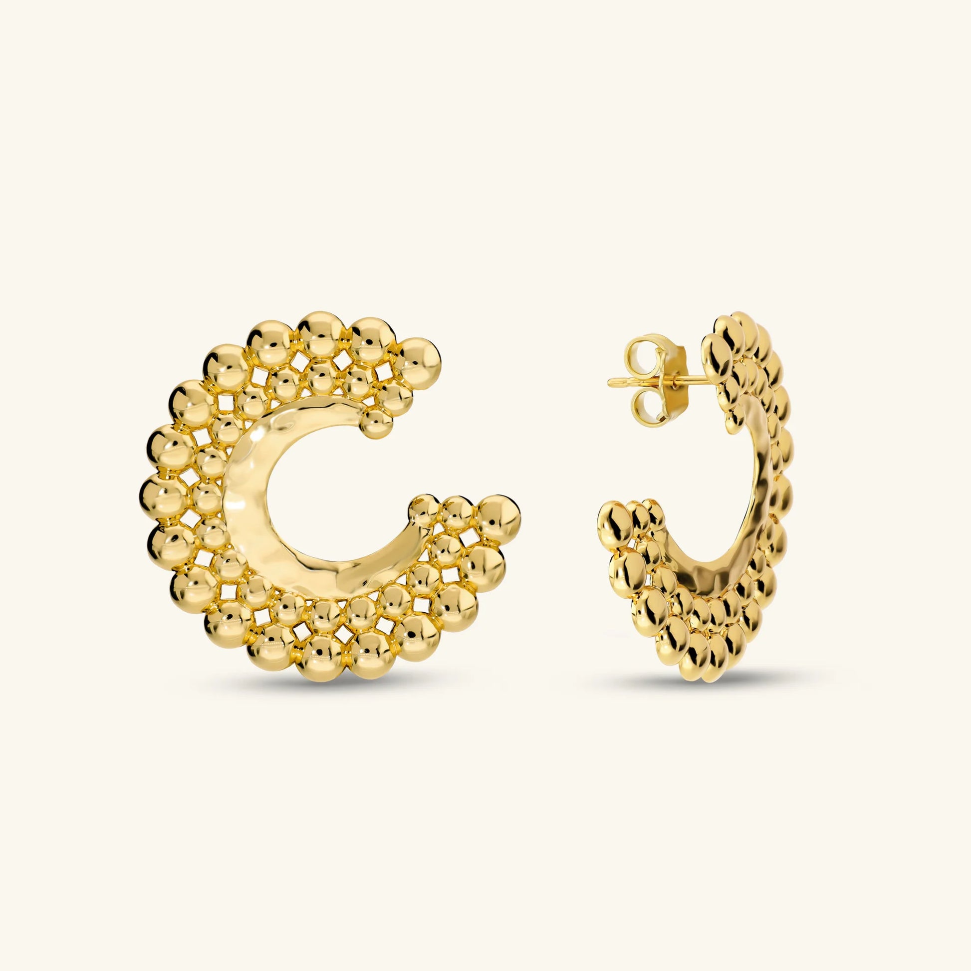 Half Hoop Earrings with Beaded Texture