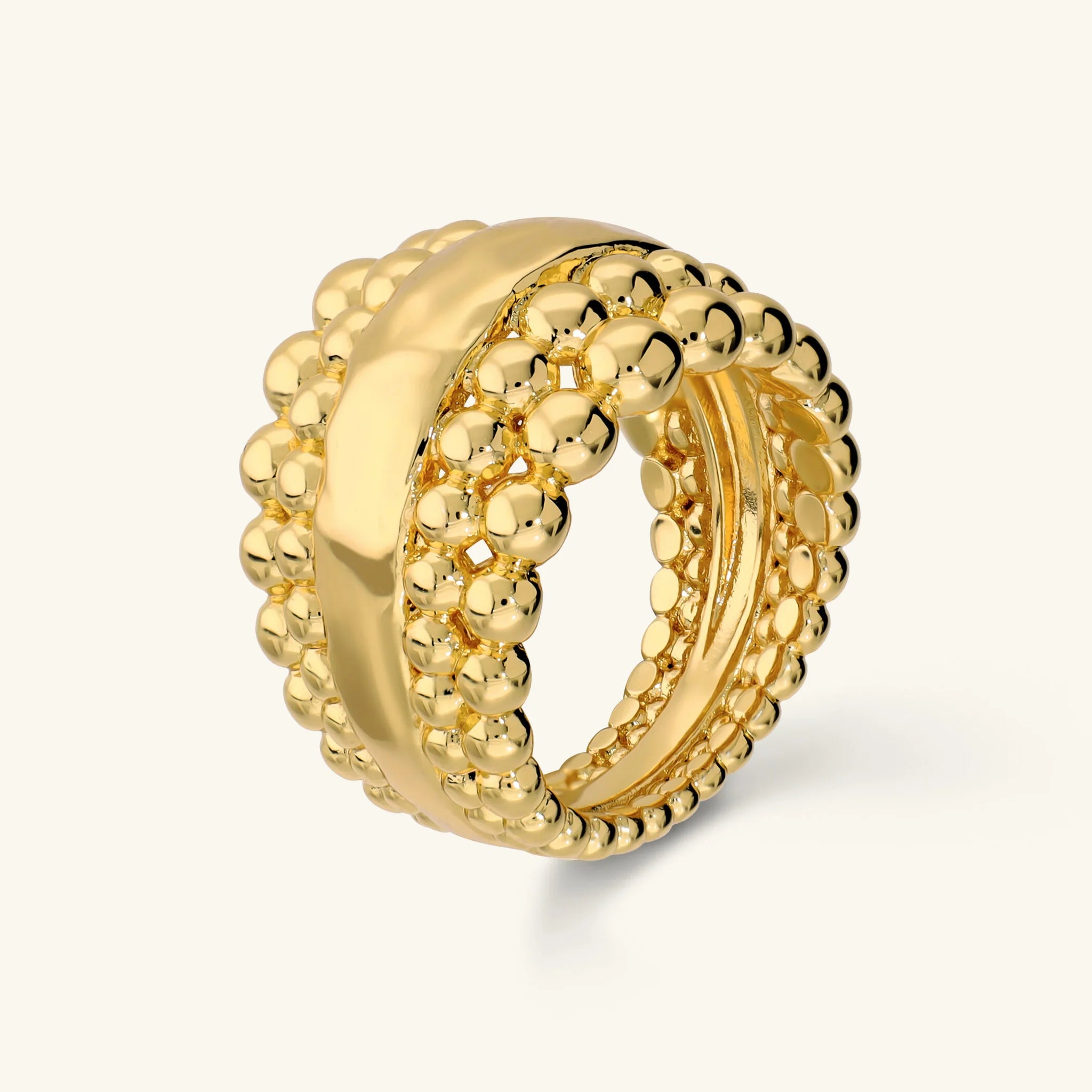 Graduated Beaded Texture Band Ring