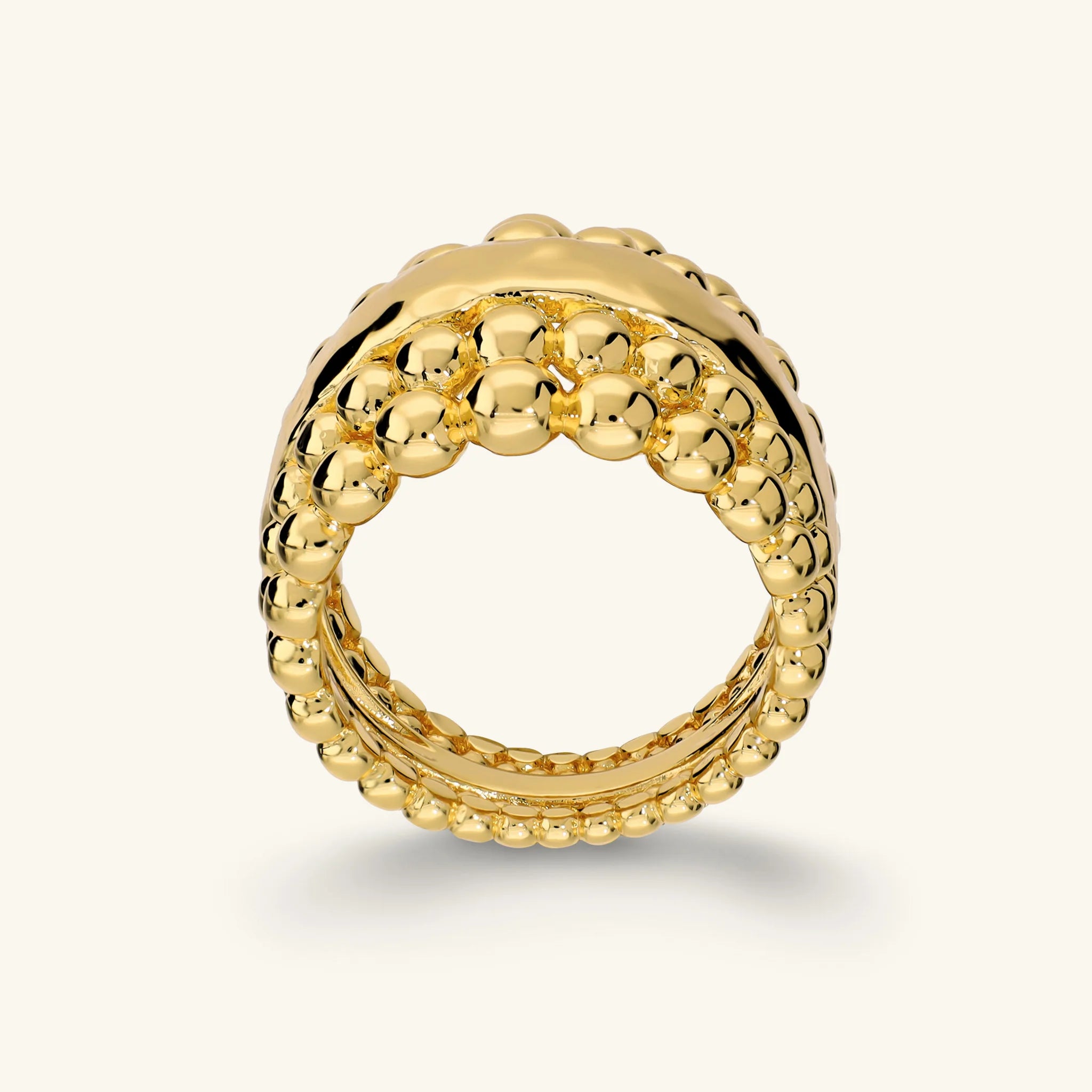 Graduated Beaded Texture Band Ring