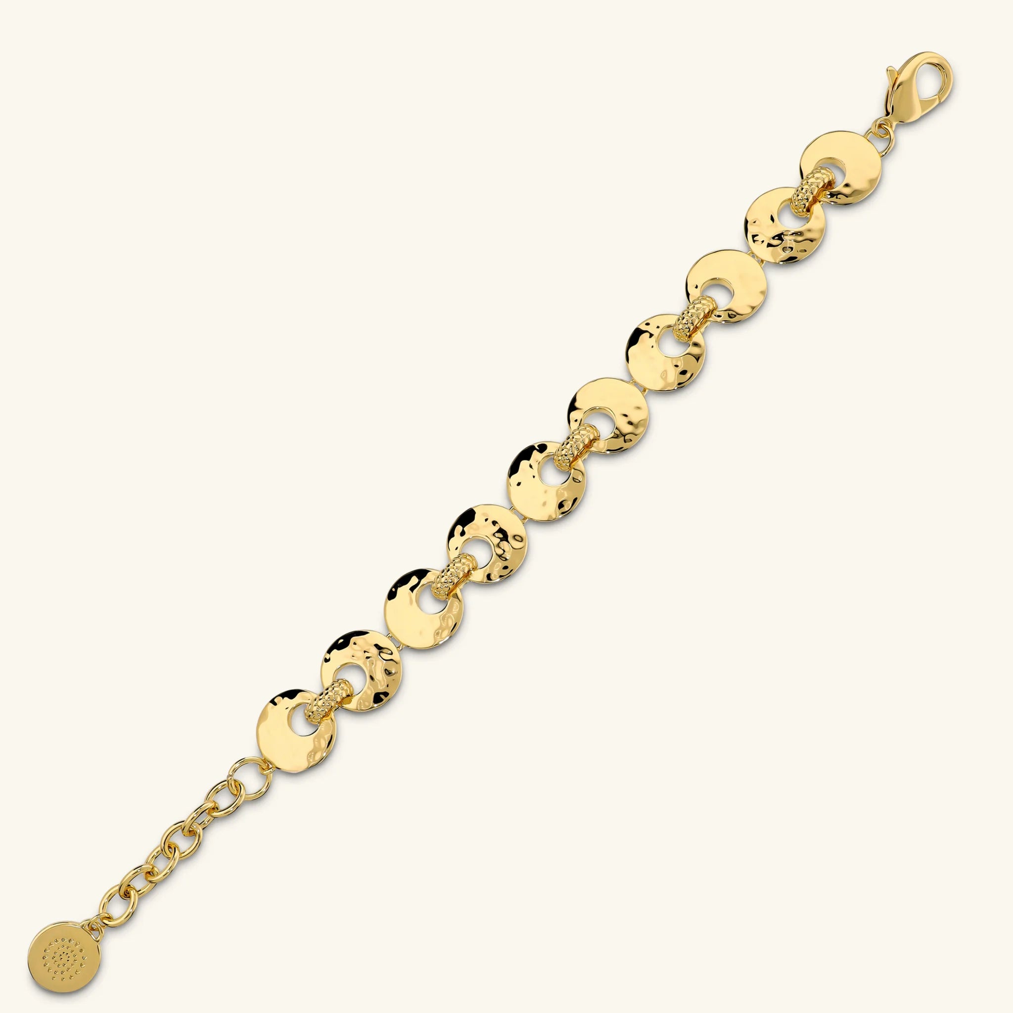 Bracciale con Dischi e Rondelle Finitura Martellata e Pallinata