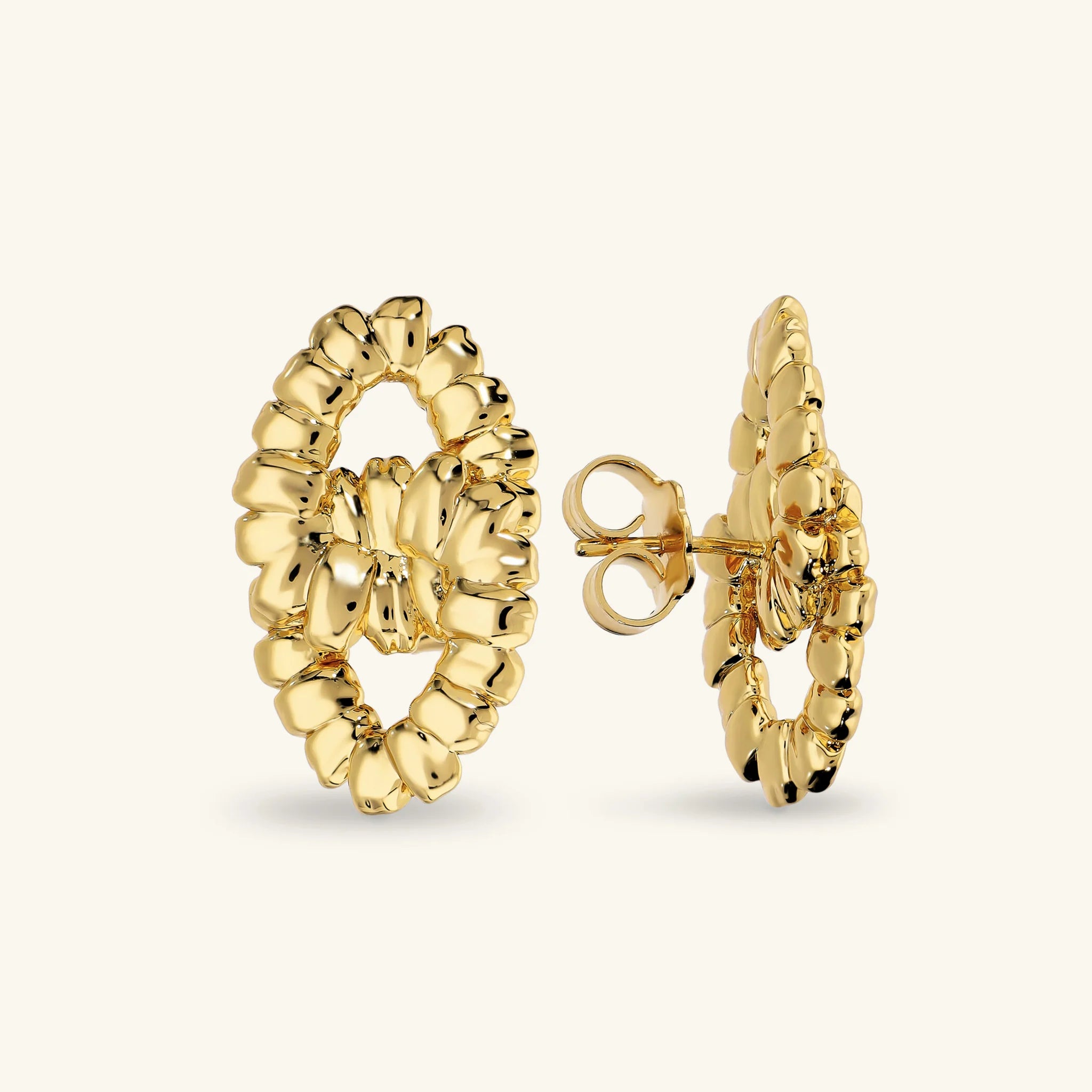 Stud Earrings with Rope Knot Texture