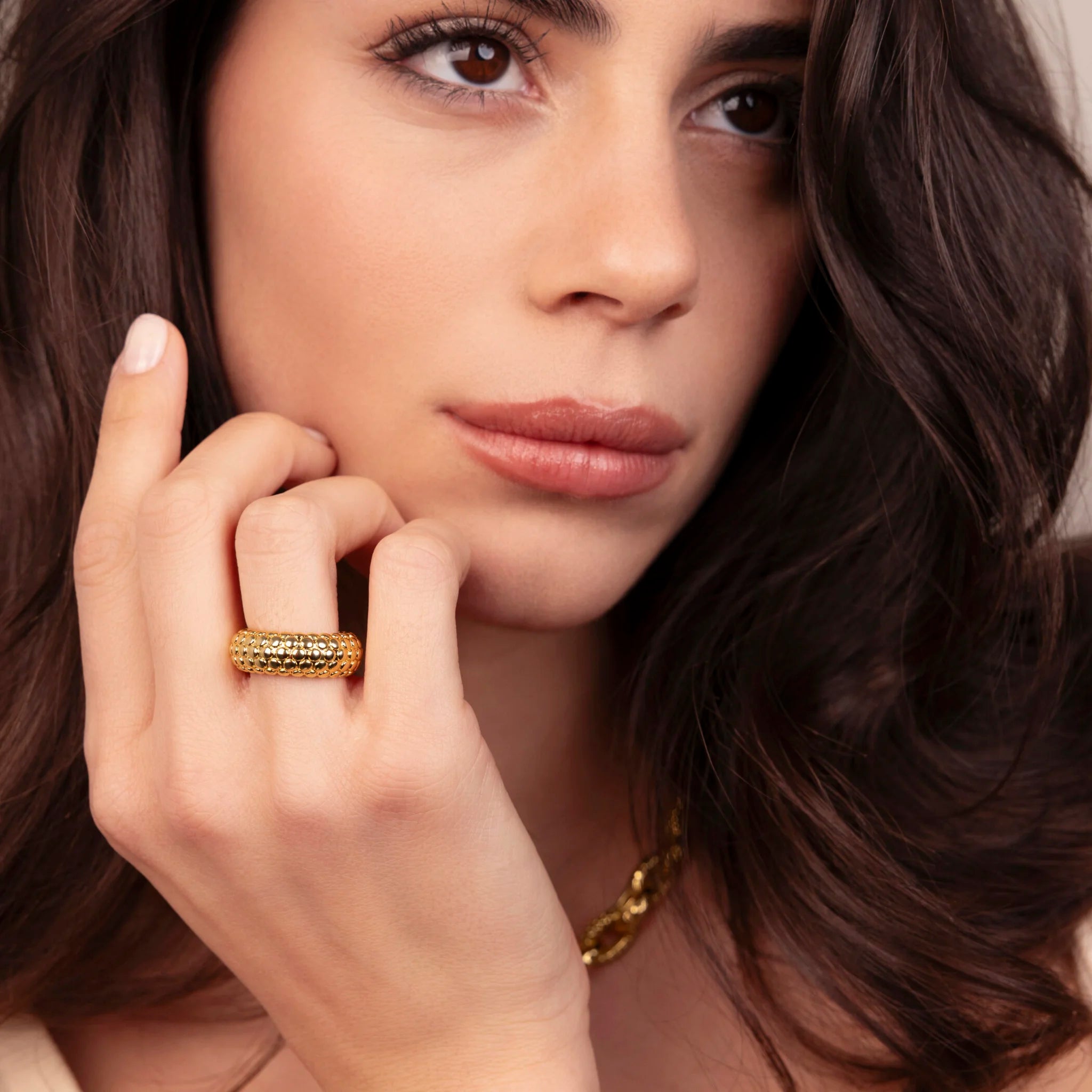 Beaded Texture Band Ring