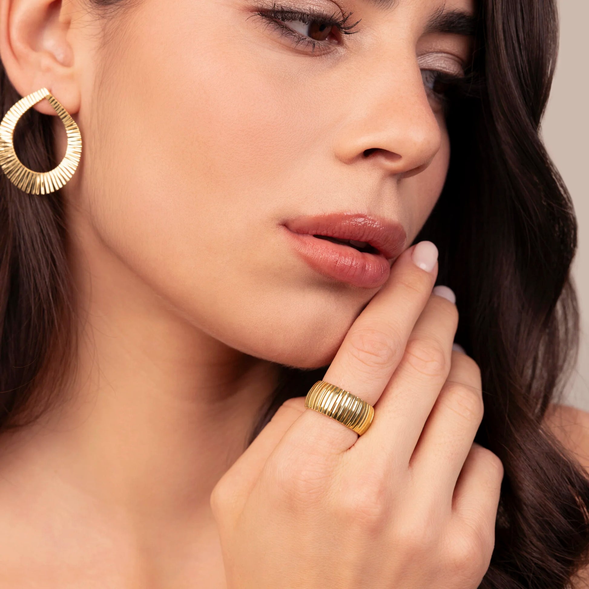 Diamond-Cut Omega Band Ring