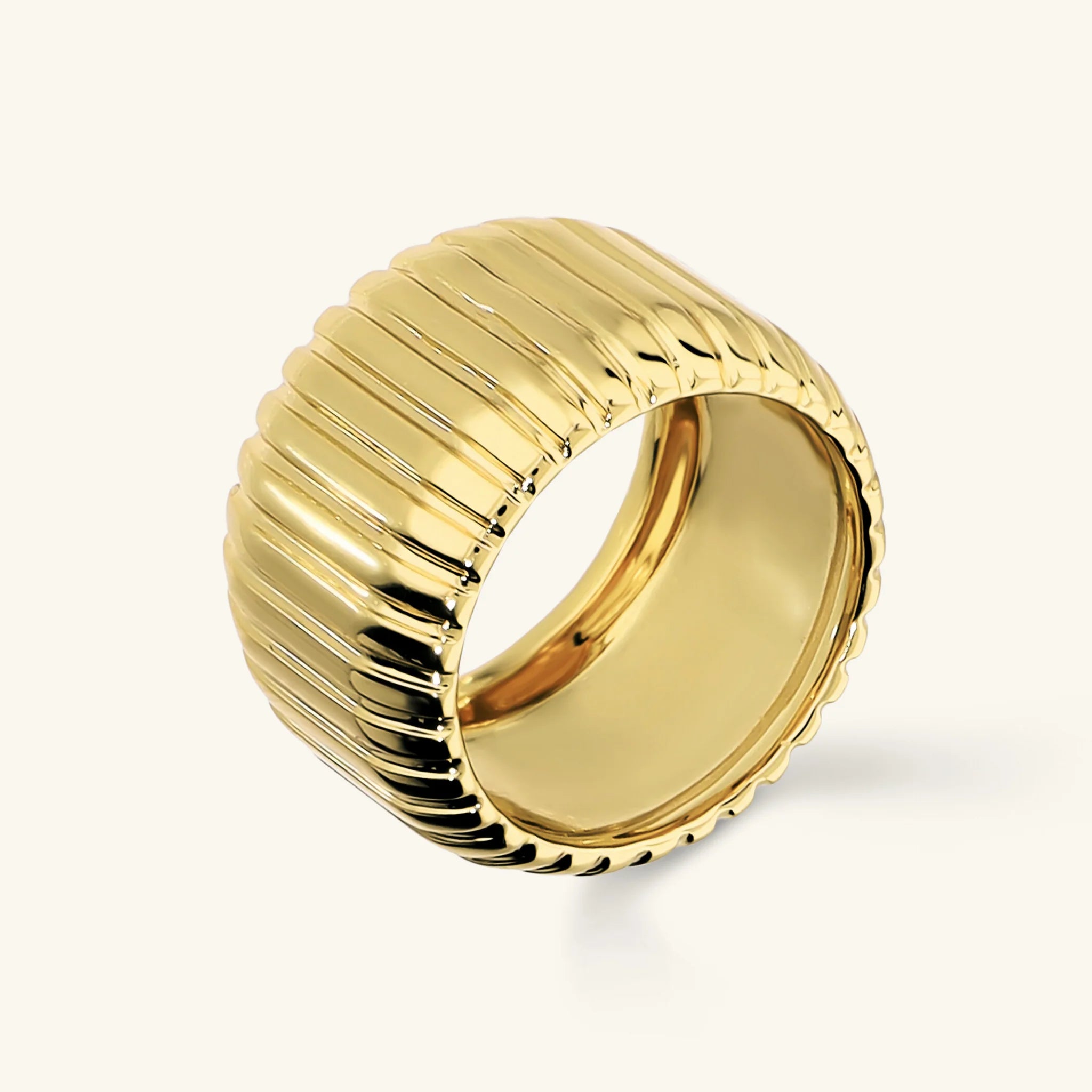 Anello a Fascia Finitura Plissé Placcato Oro 18Kt