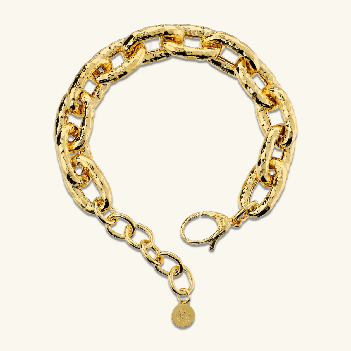 Bracciale con Maglie Ovali Martellate Placcato Oro 18Kt