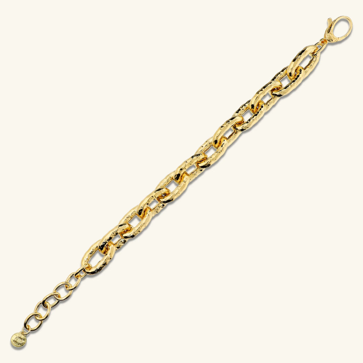 Bracciale con Maglie Ovali Martellate Placcato Oro 18Kt