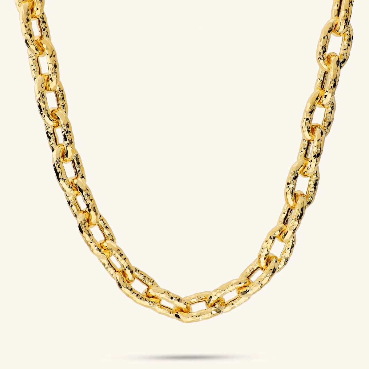 Collana con Maglie Ovali Martellate Placcata Oro 18Kt