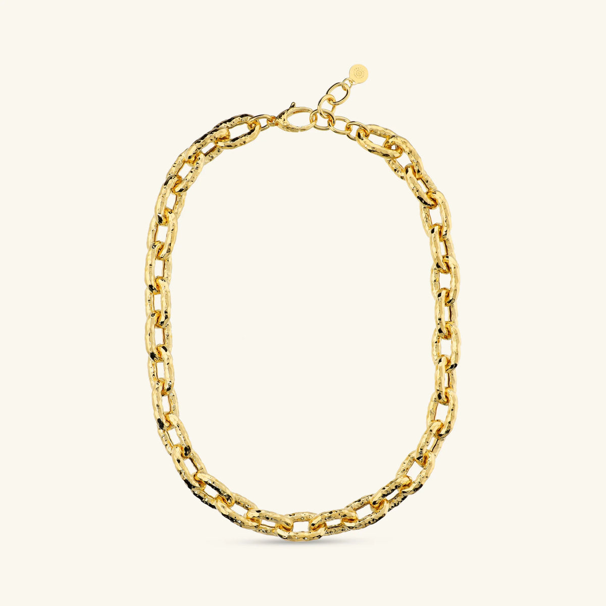Collana con Maglie Ovali Martellate Placcata Oro 18Kt