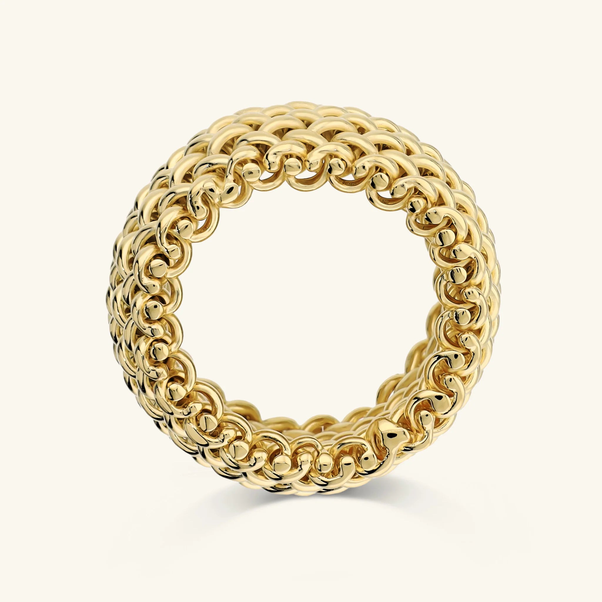Bague large en maille grain de riz plaquée or 18 carats