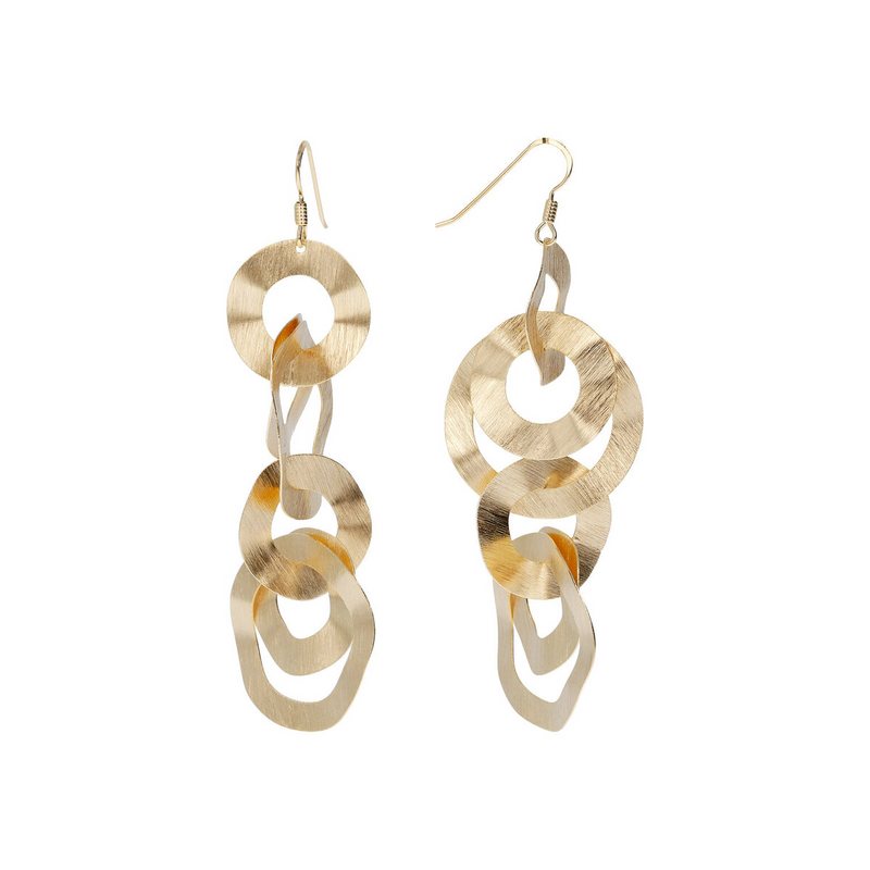 Pendant Earrings with Rings and Satin Surface