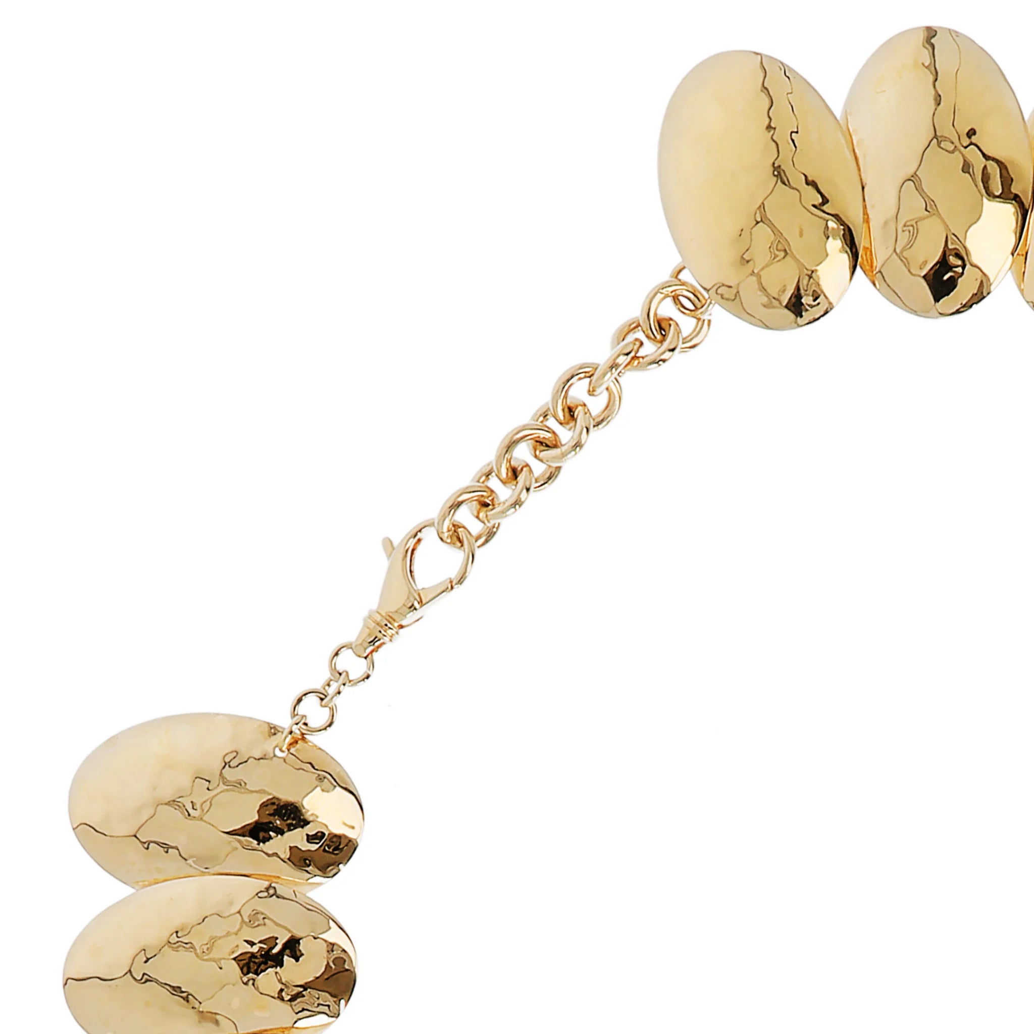 18KT Yellow Gold Plated Necklace with Hammered Ovals