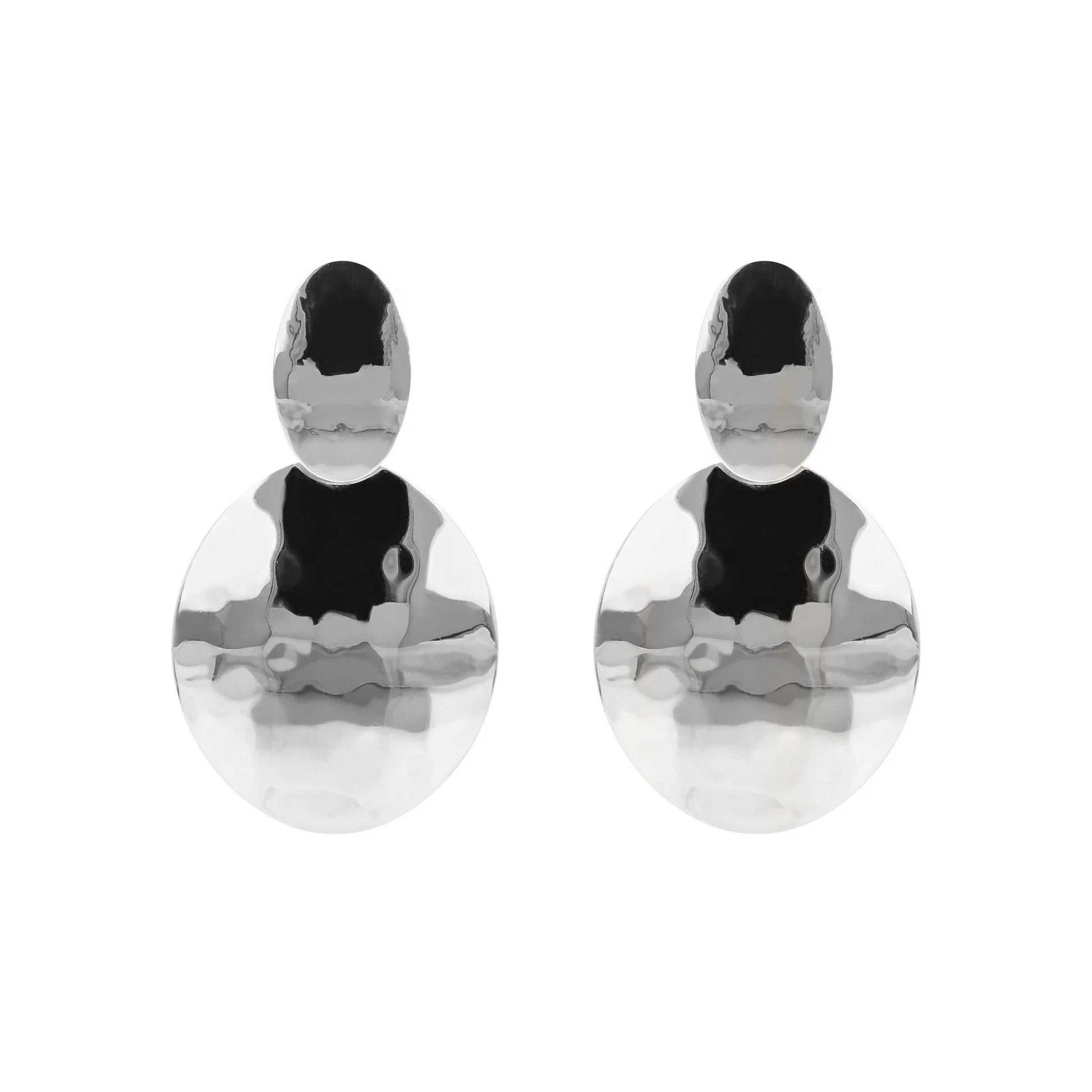 Hammered Disc Drop Earrings