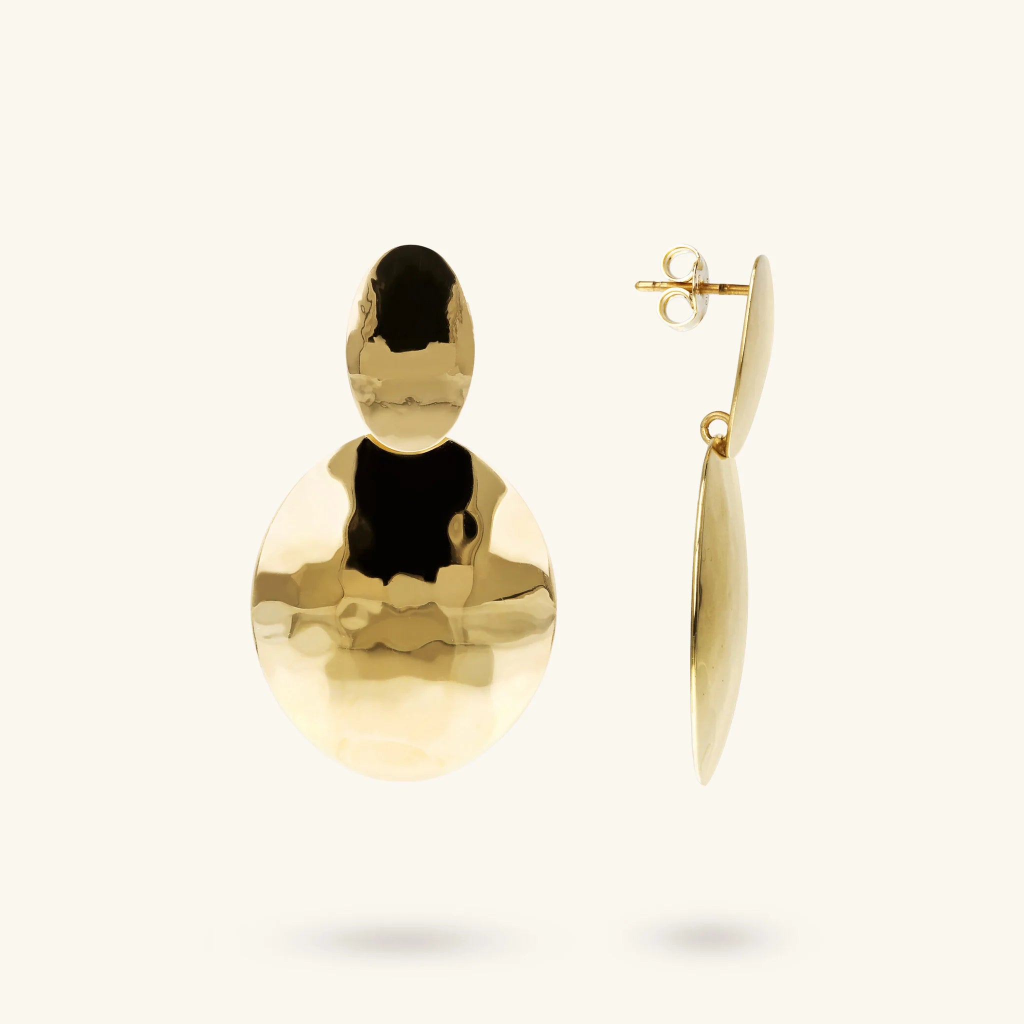 Hammered Disc Drop Earrings
