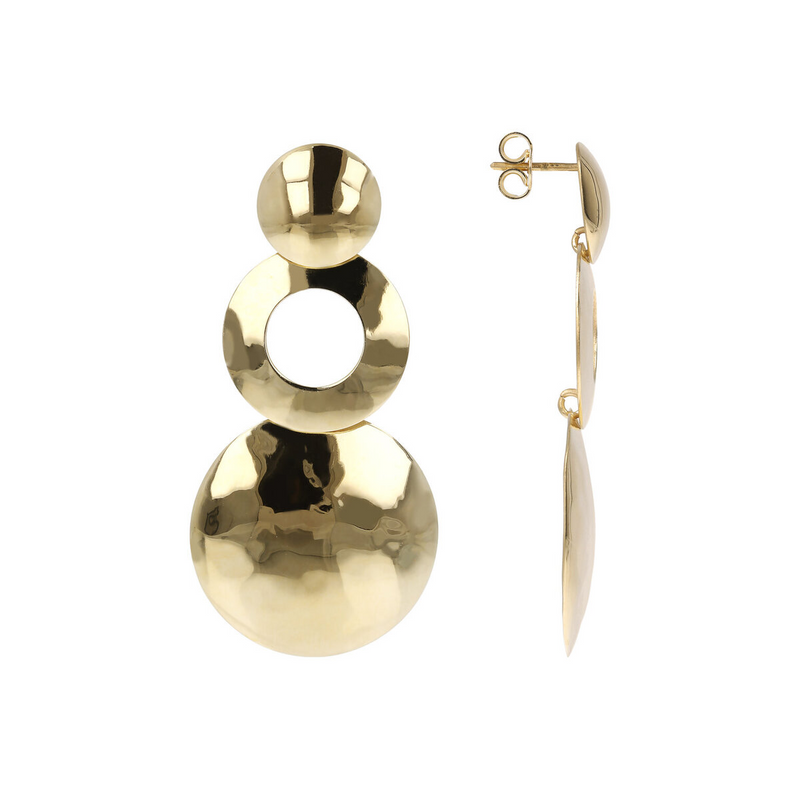 Pendant Earrings with Hammered Ring and Disc