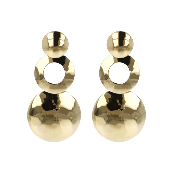 Pendant Earrings with Hammered Ring and Disc