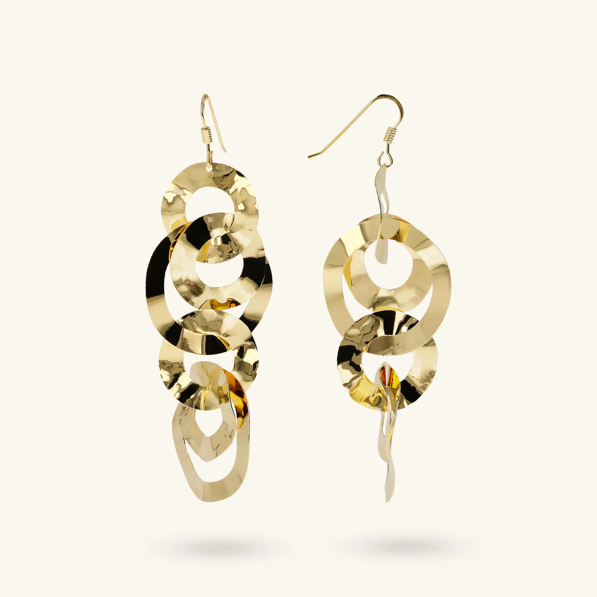 18KT Yellow Gold Plated Discs Drop Earrings
